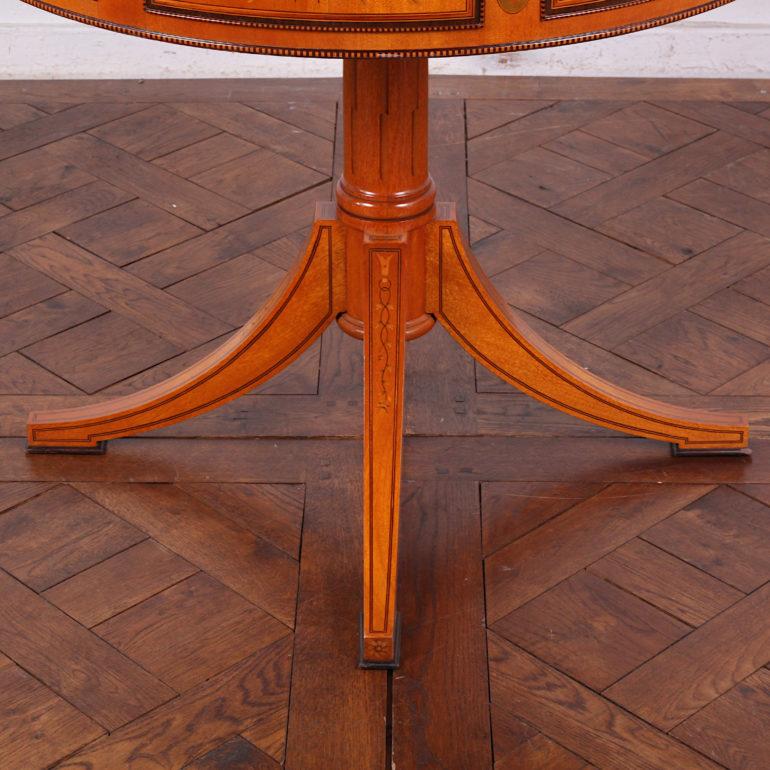 Late 20th Century Highly Inlaid Satinwood Drum Table