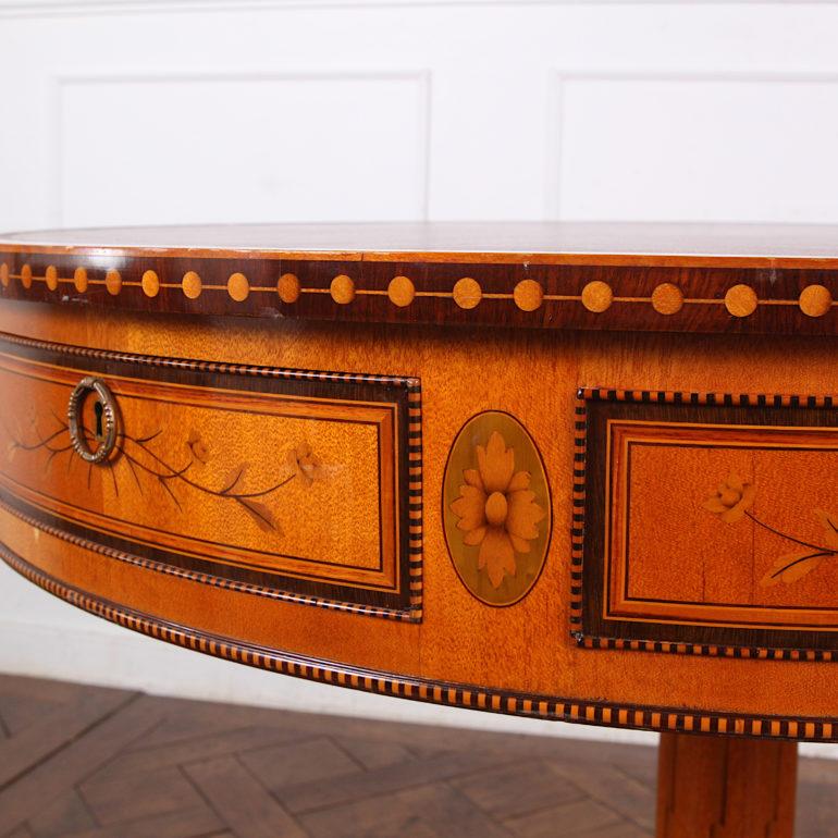 Highly Inlaid Satinwood Drum Table 1