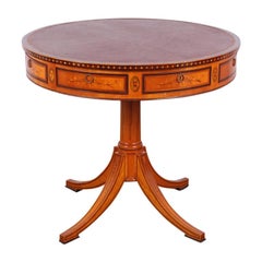 Vintage Highly Inlaid Satinwood Drum Table