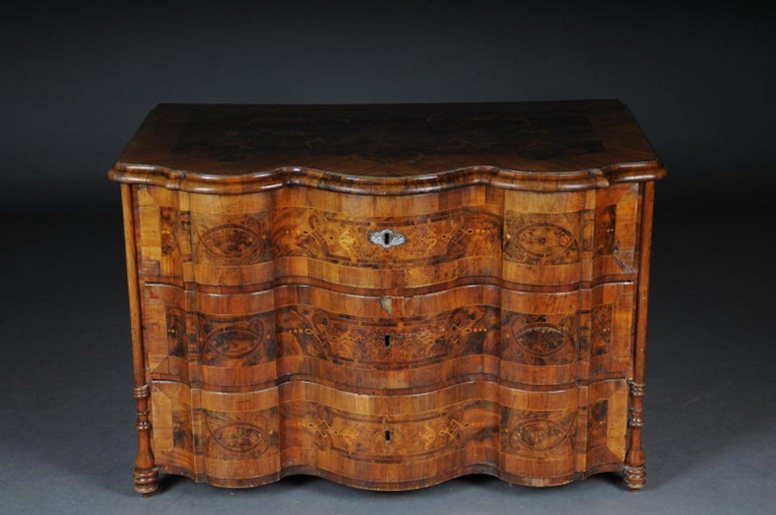 Highly Interesting Inlaid Baroque Commode, circa 1740 For Sale 5