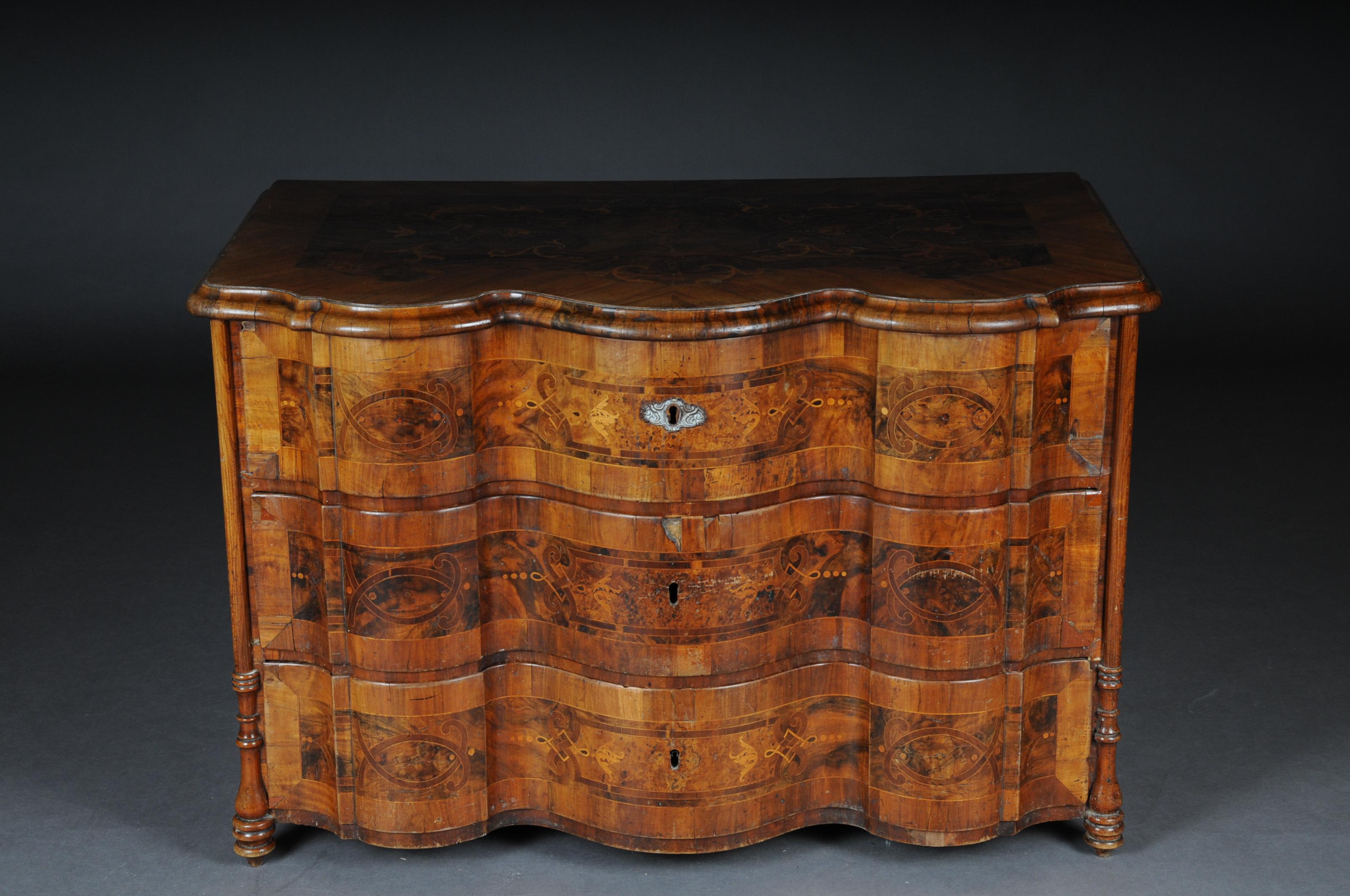 Highly Interesting Inlaid Baroque Commode, circa 1740 For Sale 8
