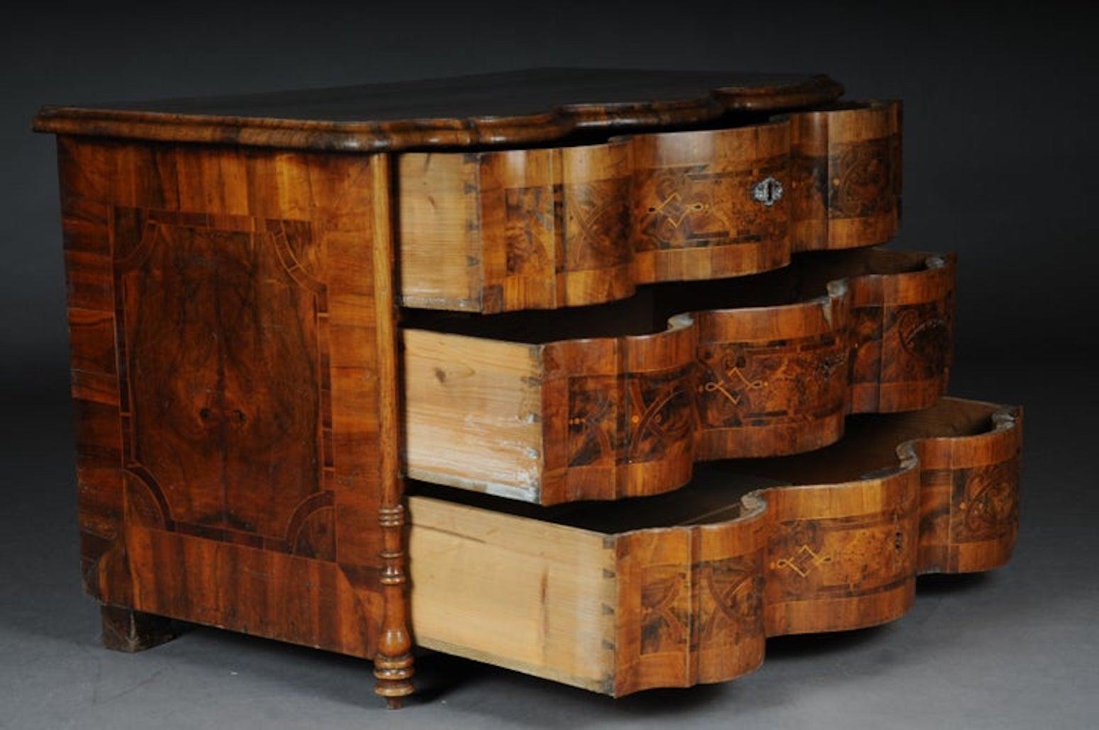 Highly Interesting Inlaid Baroque Commode, circa 1740 For Sale 1