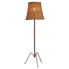 Highly Original Französische Stehlampe aus Metall und Rattan, 1950er Jahre