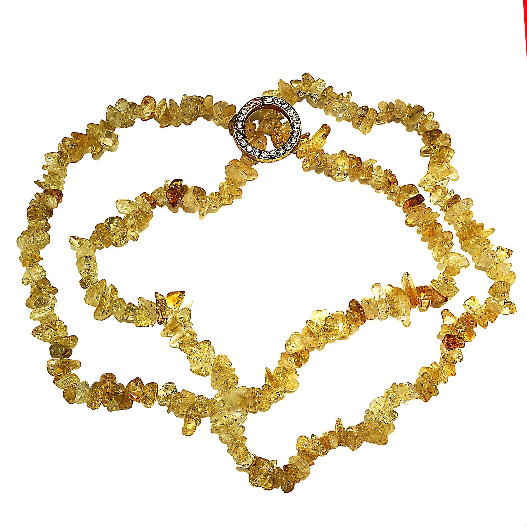 Artisan  AJD Highly Polished Citrine Chip Infinity Necklace For Sale