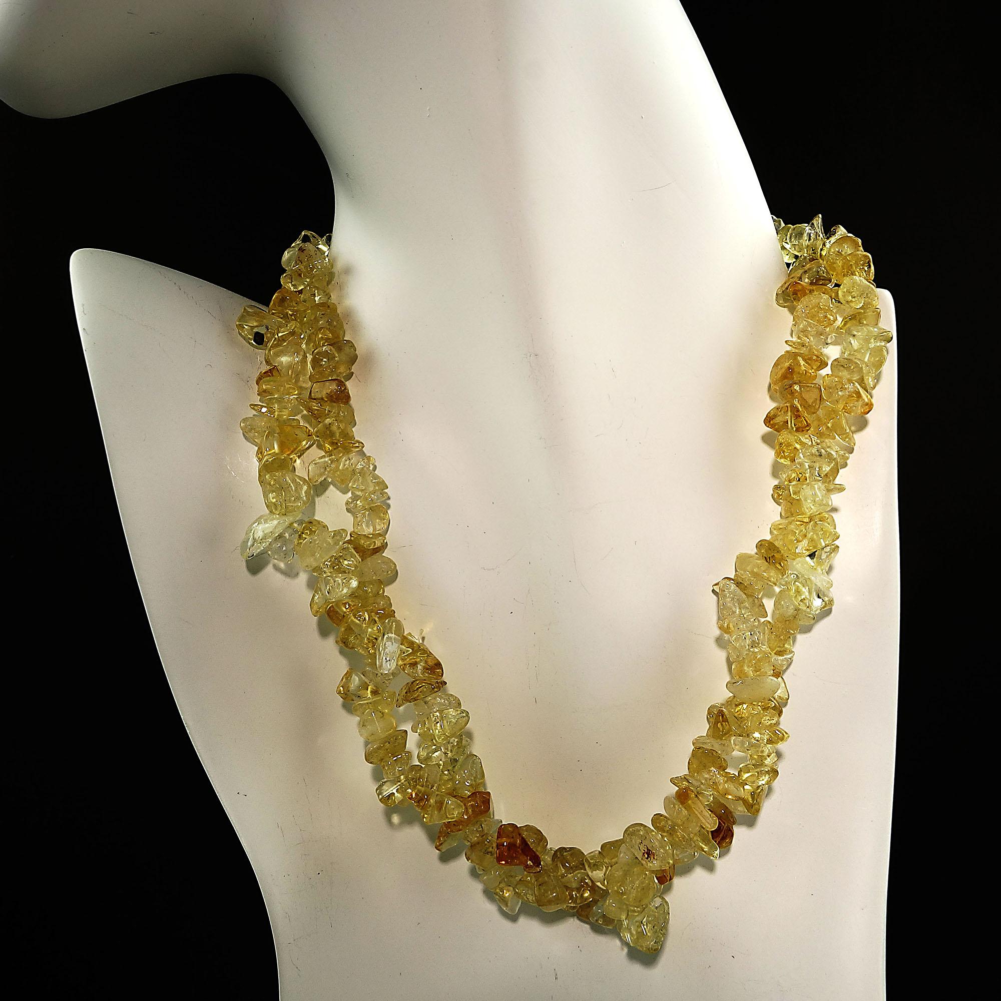 Bead  AJD Highly Polished Citrine Chip Infinity Necklace For Sale