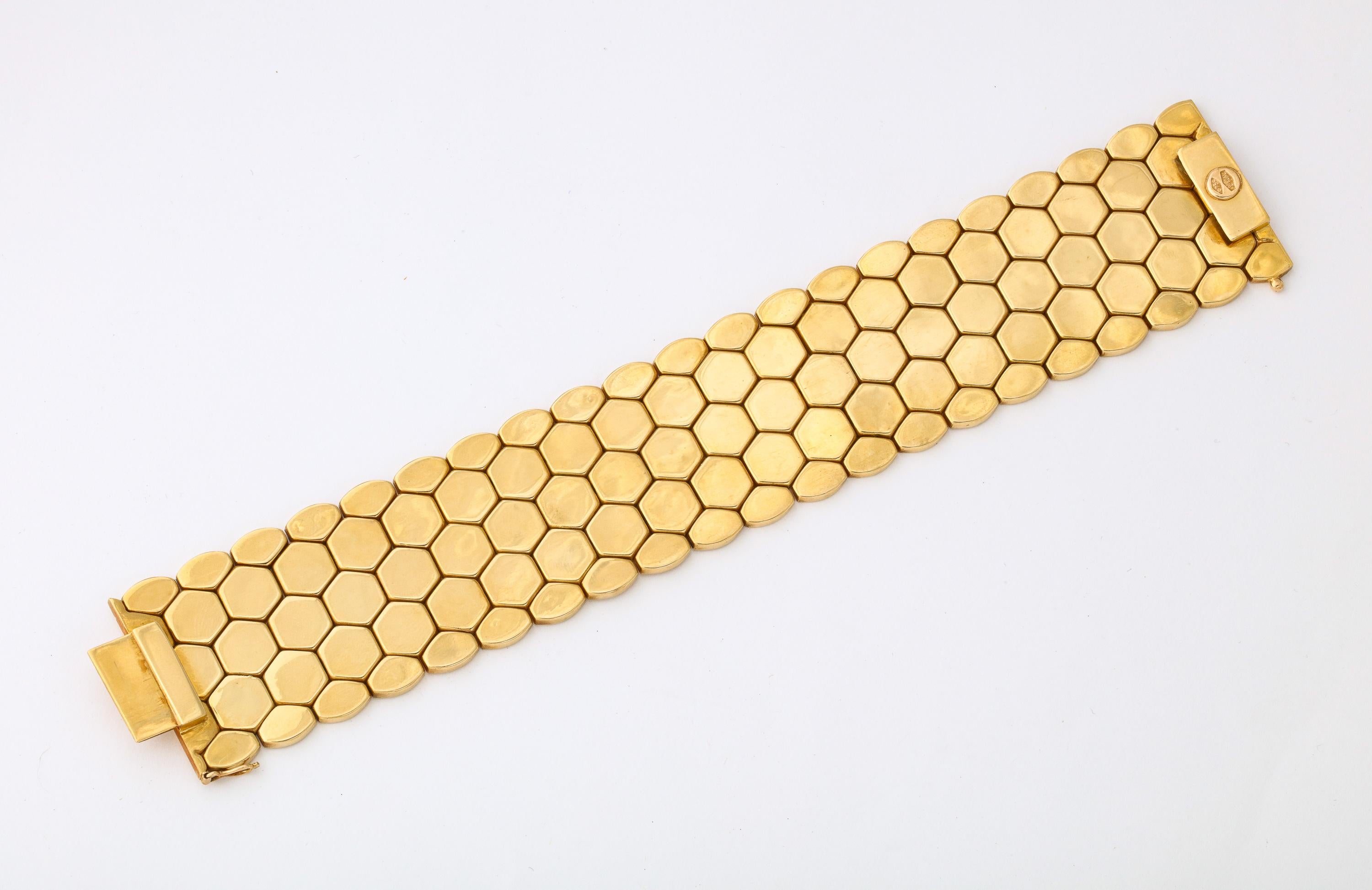 Highly Polished Honeycomb Bracelet with Concealed Box Clasp and Safety 3