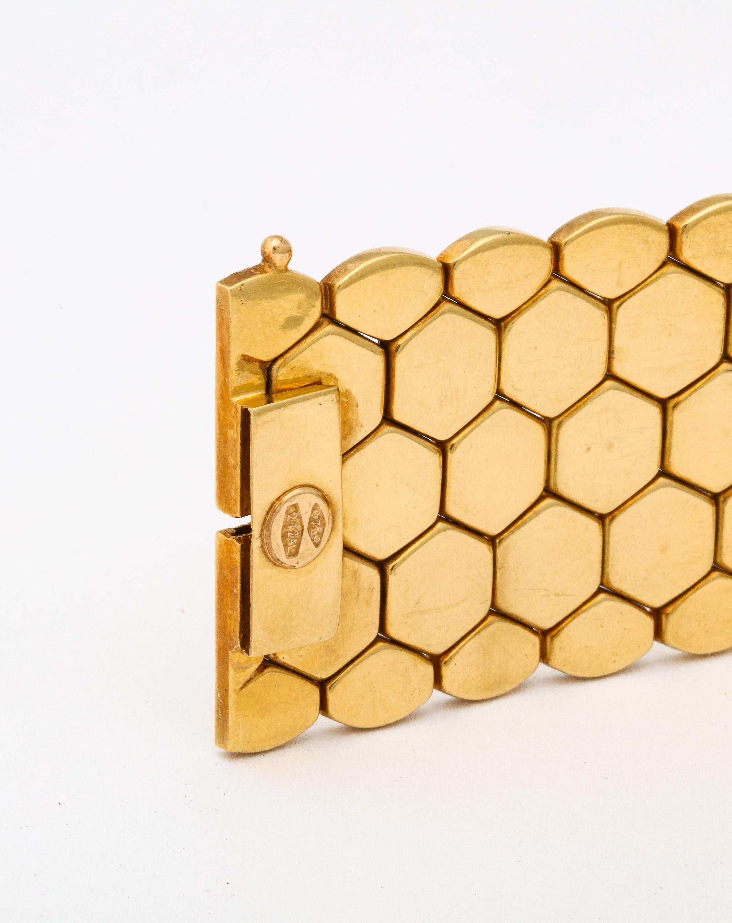 Women's Highly Polished Honeycomb Bracelet with Concealed Box Clasp and Safety