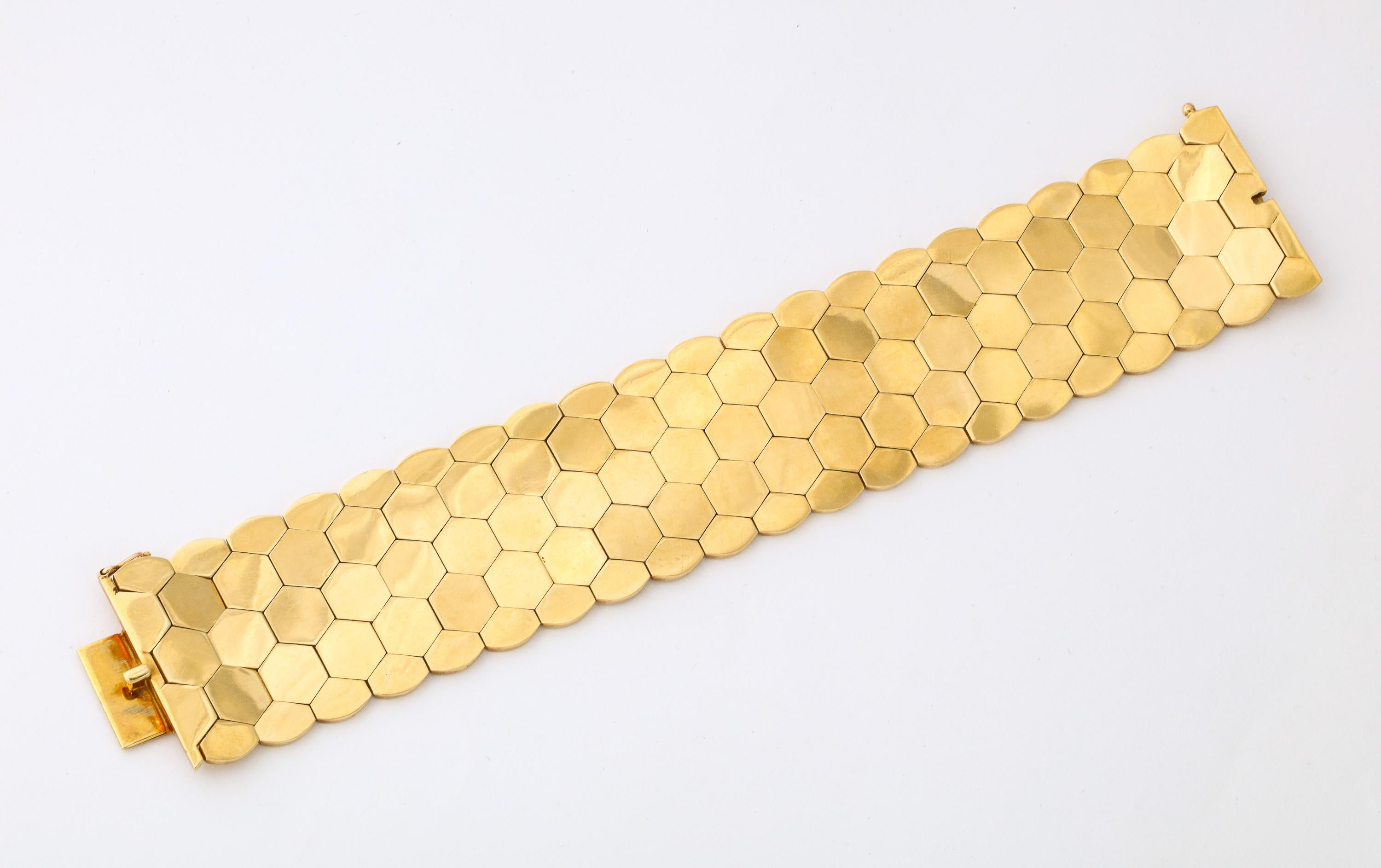 Highly Polished Honeycomb Bracelet with Concealed Box Clasp and Safety 1