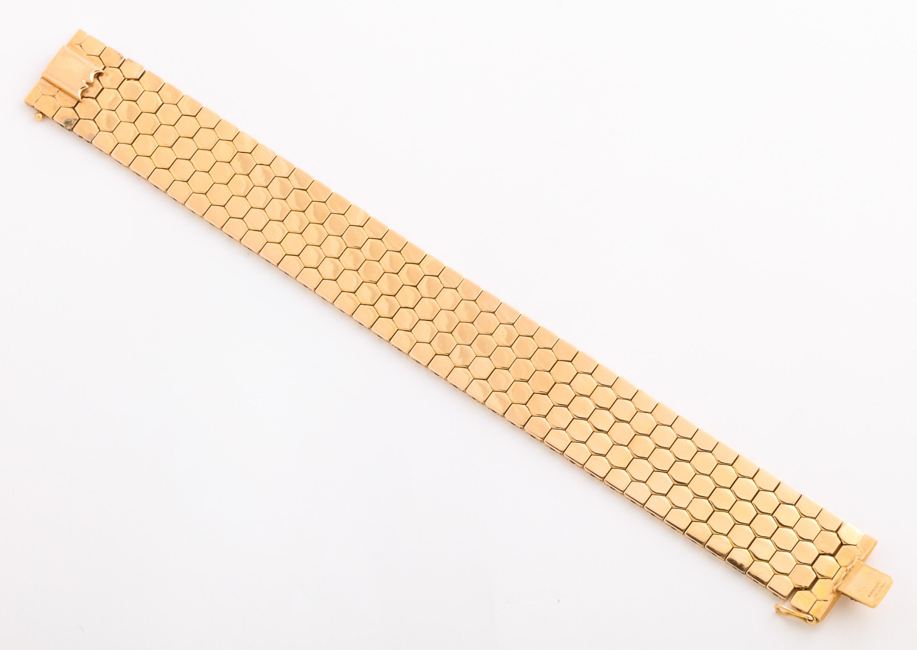 Retro Highly Polished Honeycomb Link Bracelet
