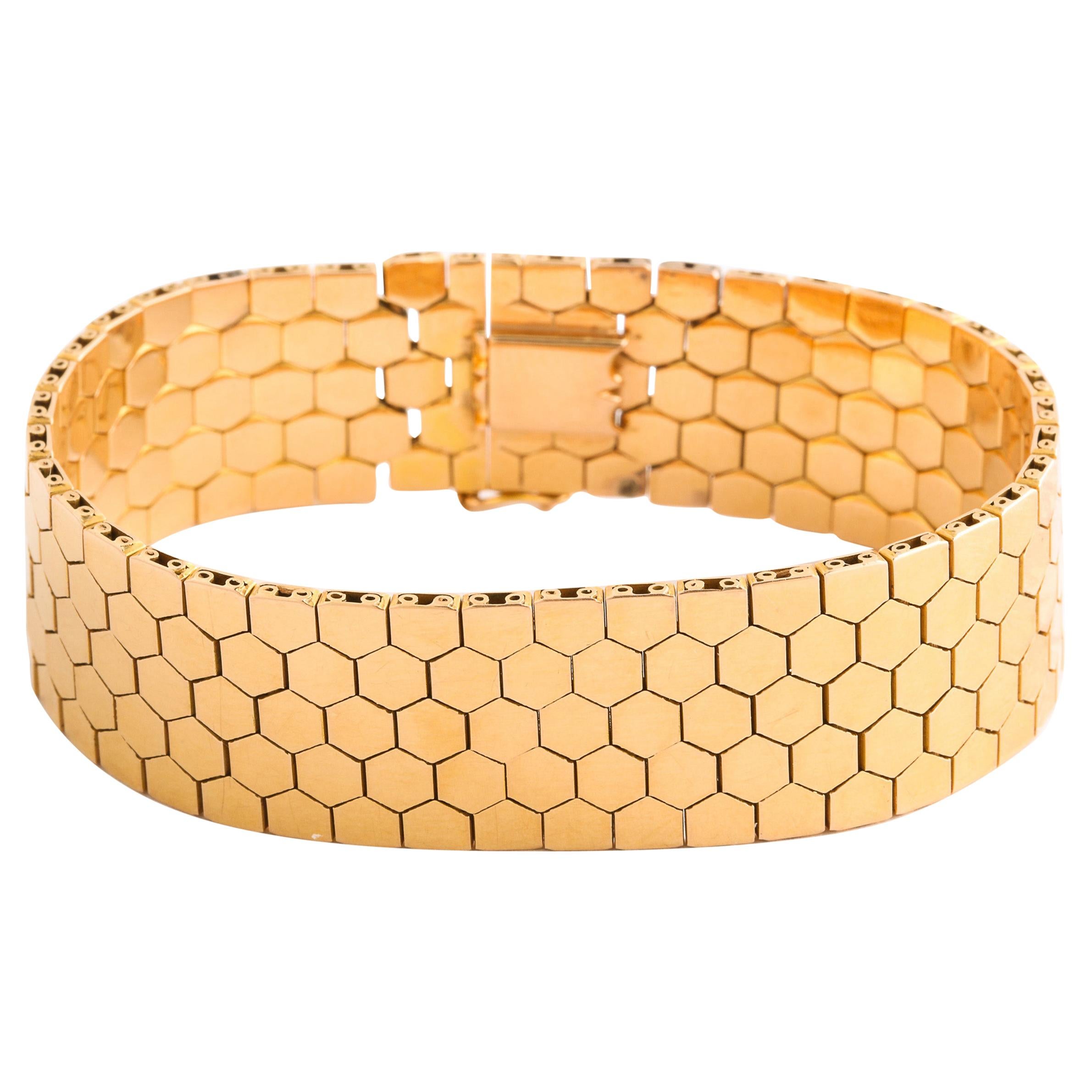 Highly Polished Honeycomb Link Bracelet