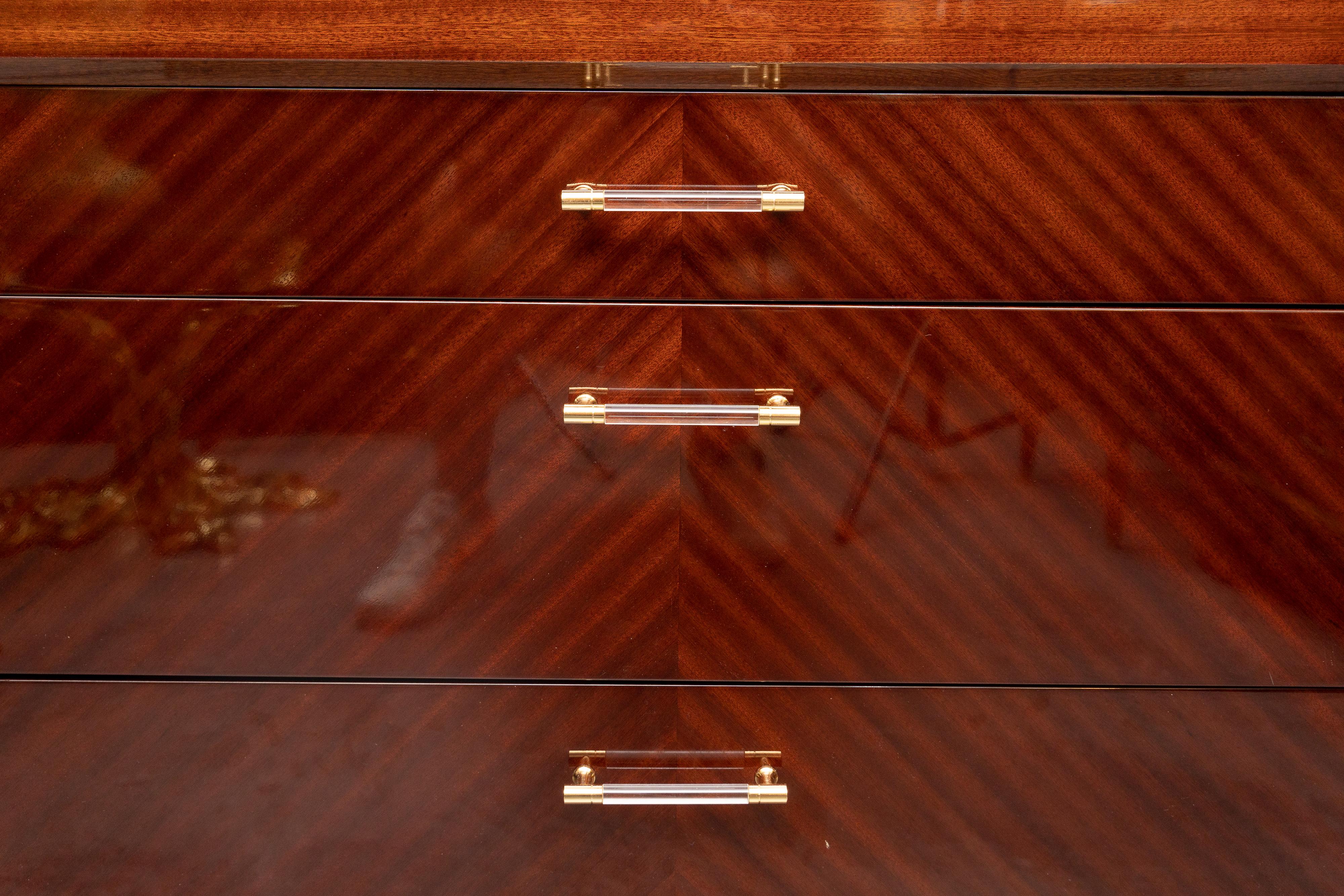 Mid-Century Modern Highly Polished Mid Century Chest of Drawers-Pair Available  For Sale