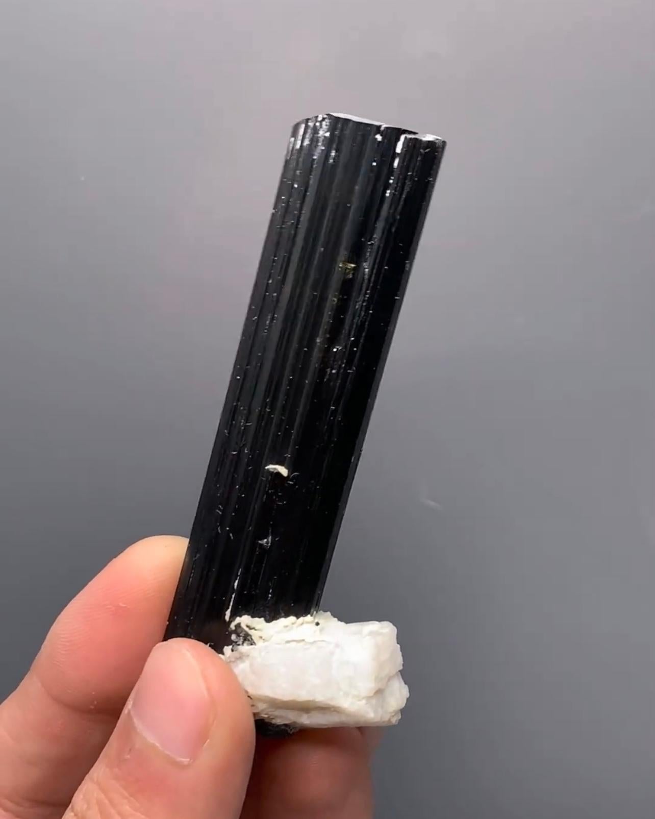 Pakistani Highly Striated Schorl Black Tourmaline With Albite Matrix From Pakistan For Sale