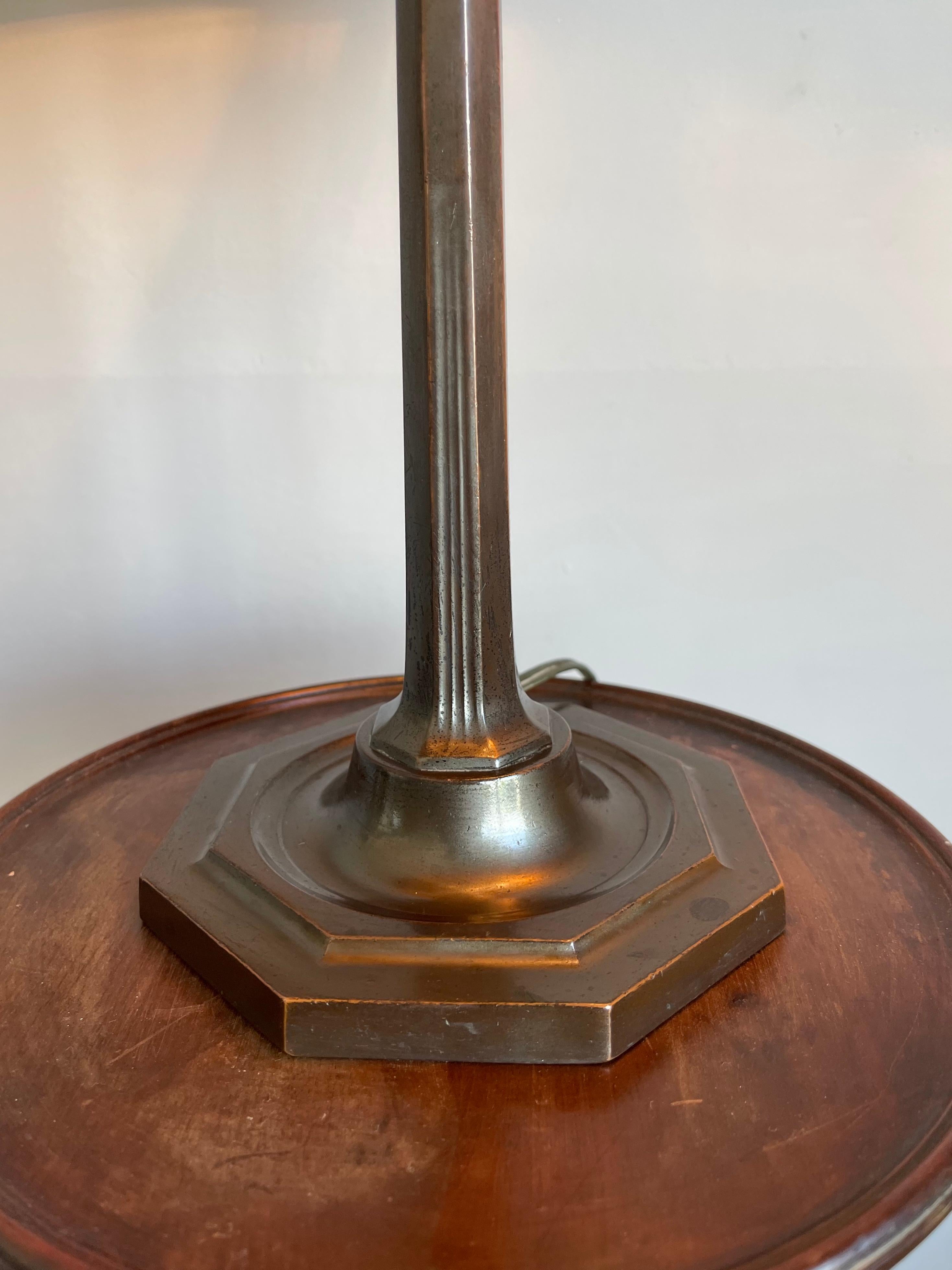 Highly Stylish and Timeless Design Arts and Crafts Era Bronze Table or Desk Lamp 12