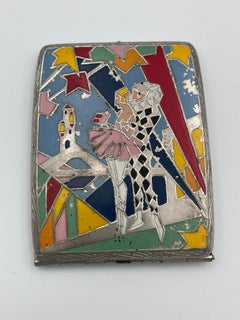 Rare 1930's Art Deco J. M. Fisher & Co. Harlequin and Ballerina Cigarette Case