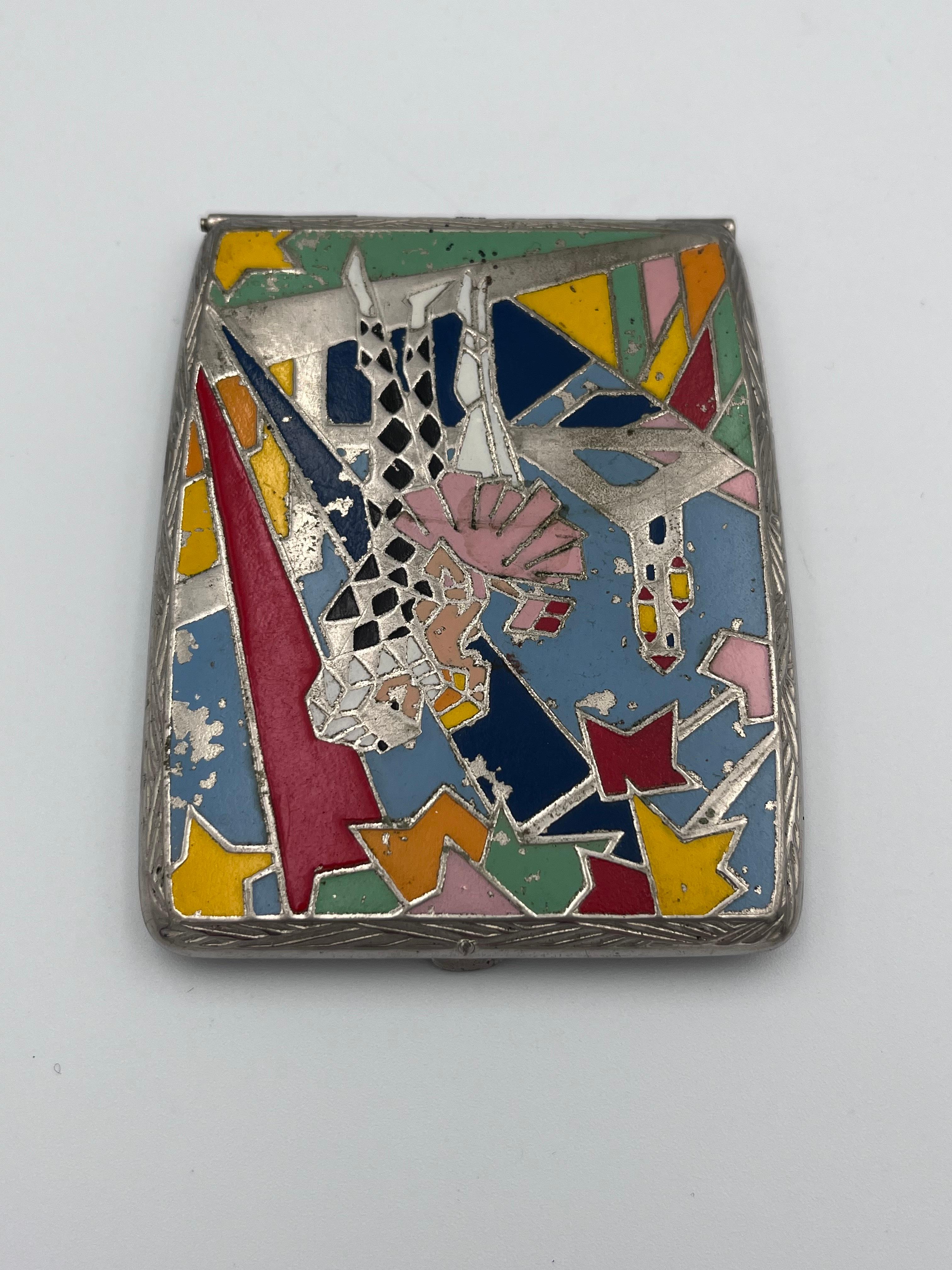 Art déco Etui à cigarettes très inhabituel Art Déco 1930 Arlequin et Ballerine Fantasy en vente