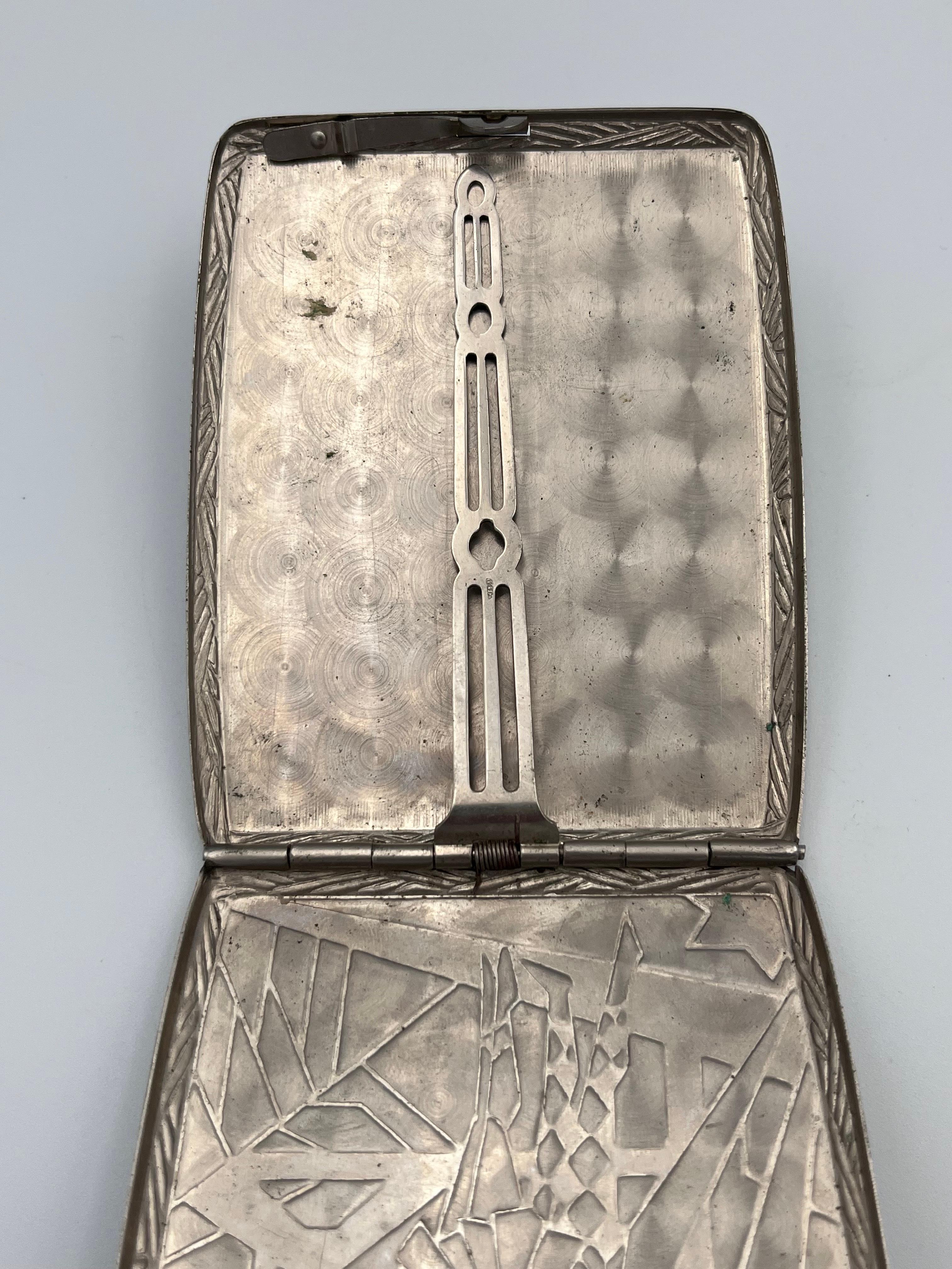 Métal Etui à cigarettes très inhabituel Art Déco 1930 Arlequin et Ballerine Fantasy en vente