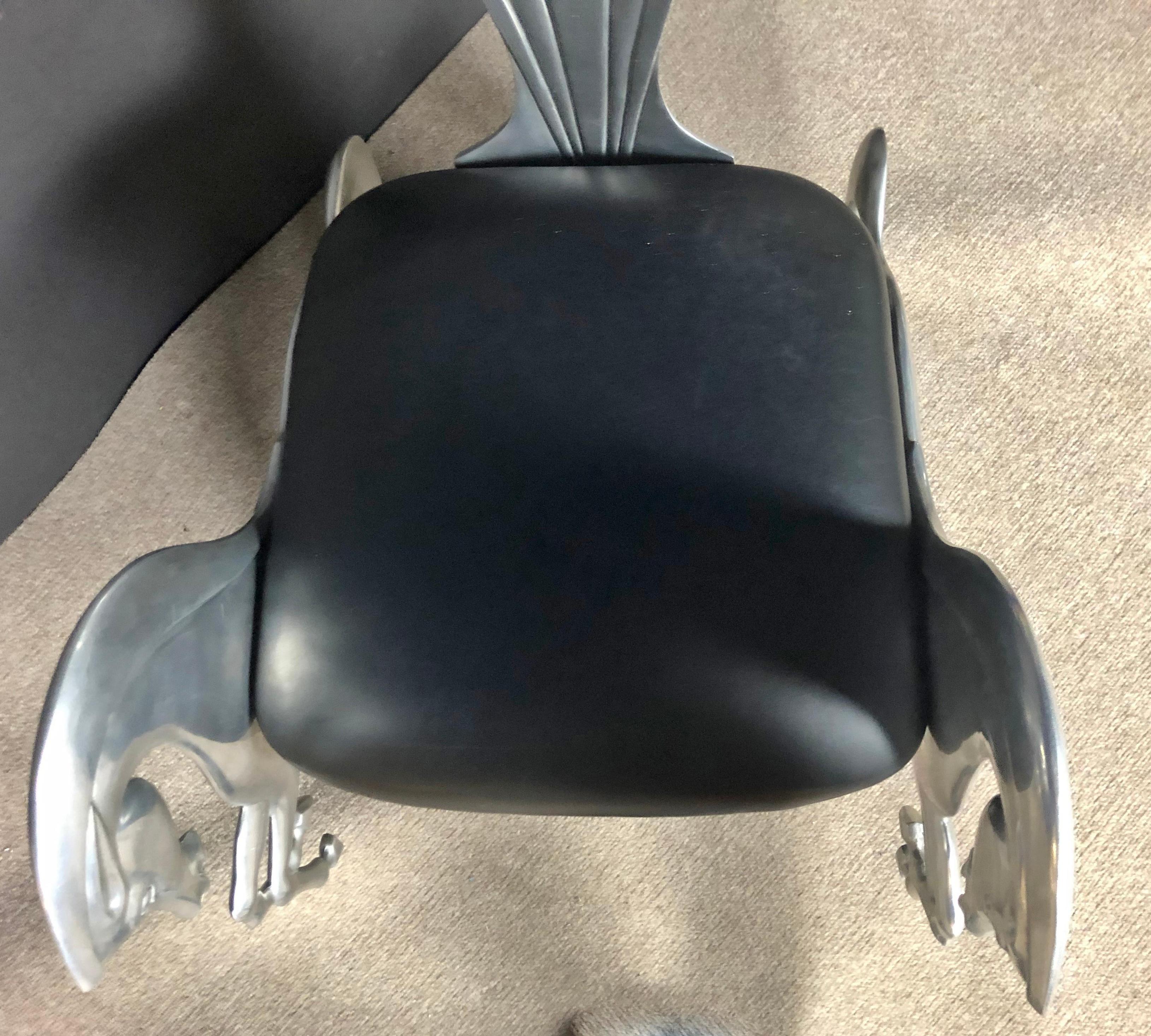 Whimsical Aluminum Chair With Full Bodied Horses For Sale 1
