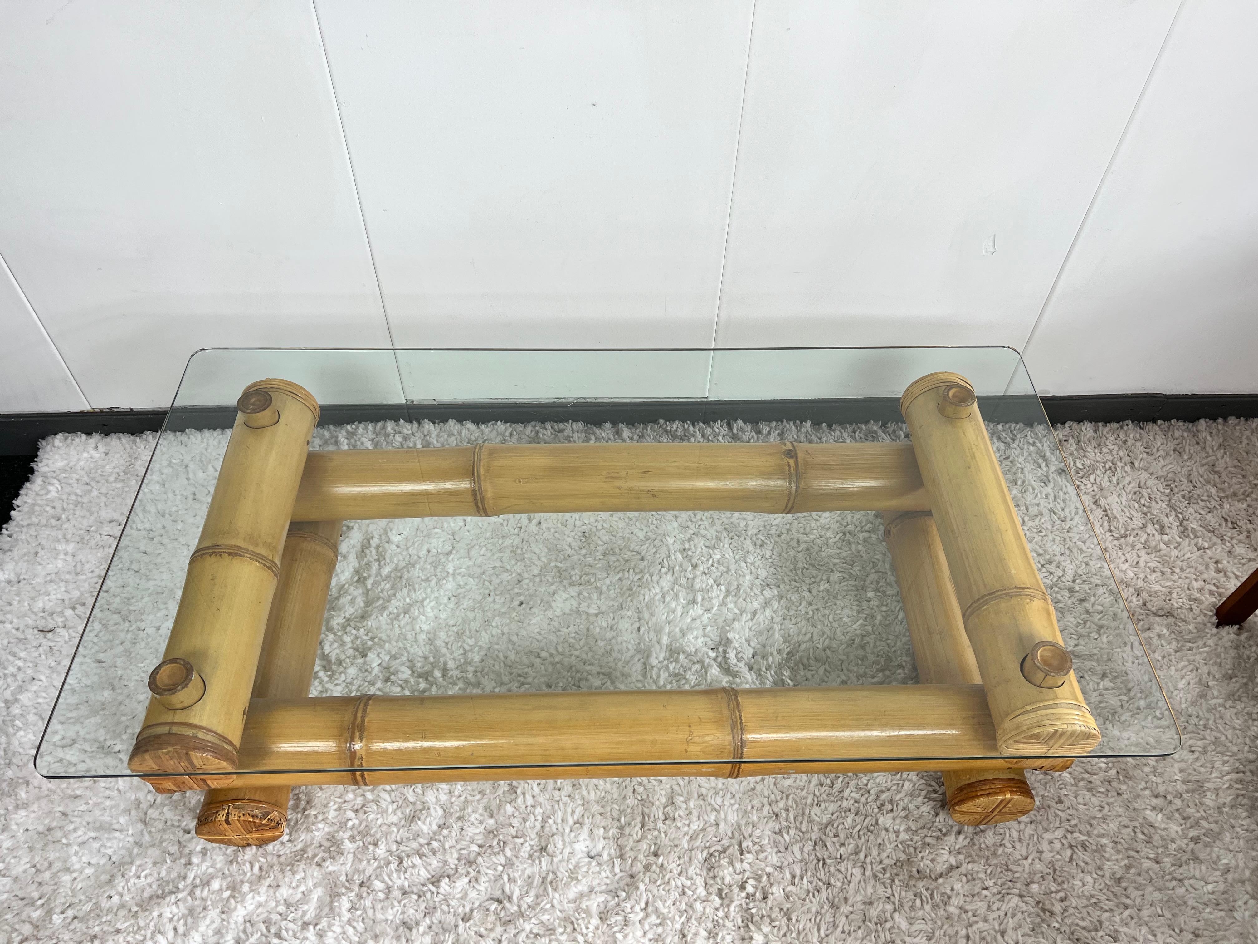 Highly unusual French bamboo coffee table, 1960 For Sale 4