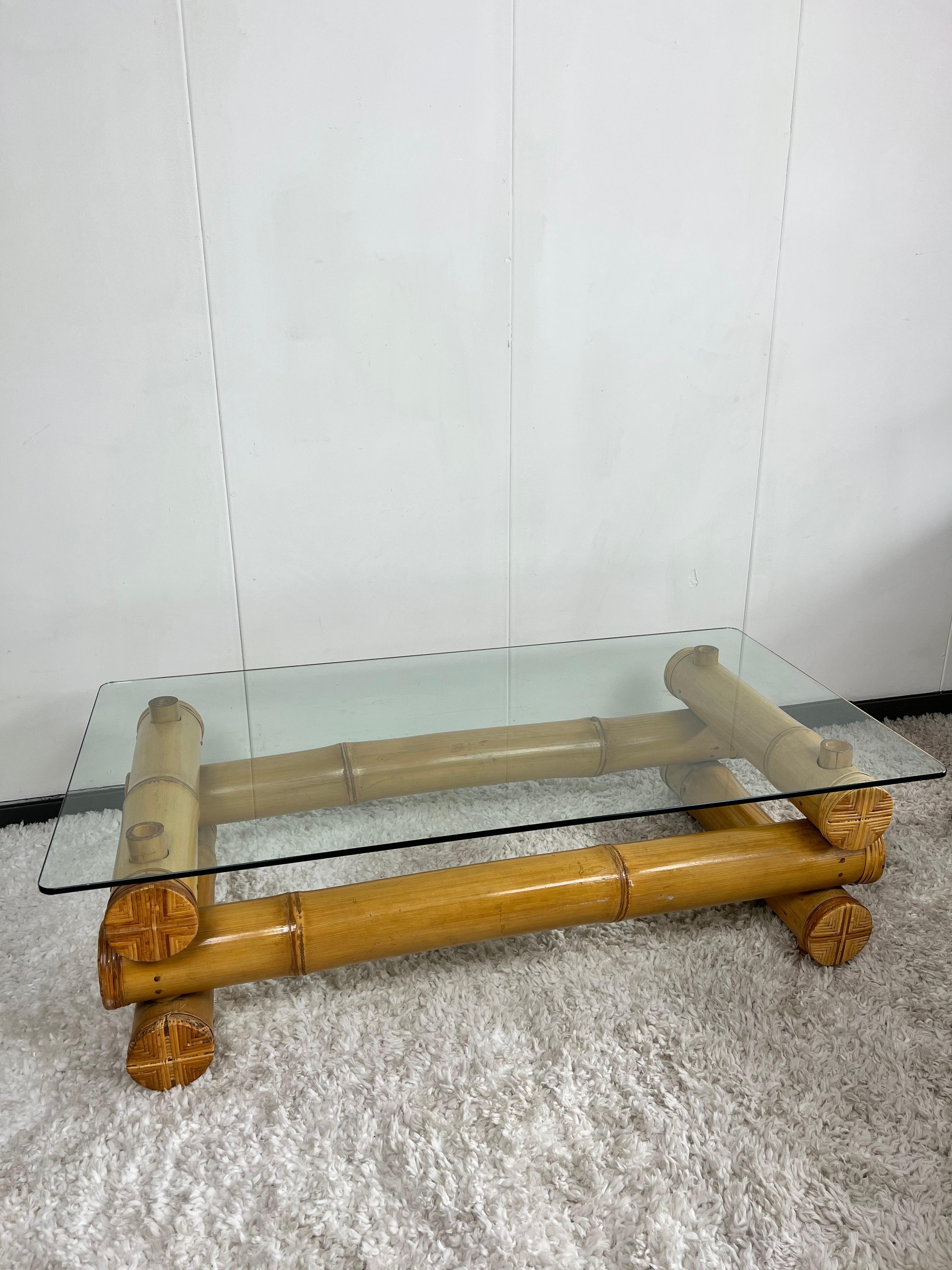 Highly unusual French bamboo coffee table, 1960 For Sale 5