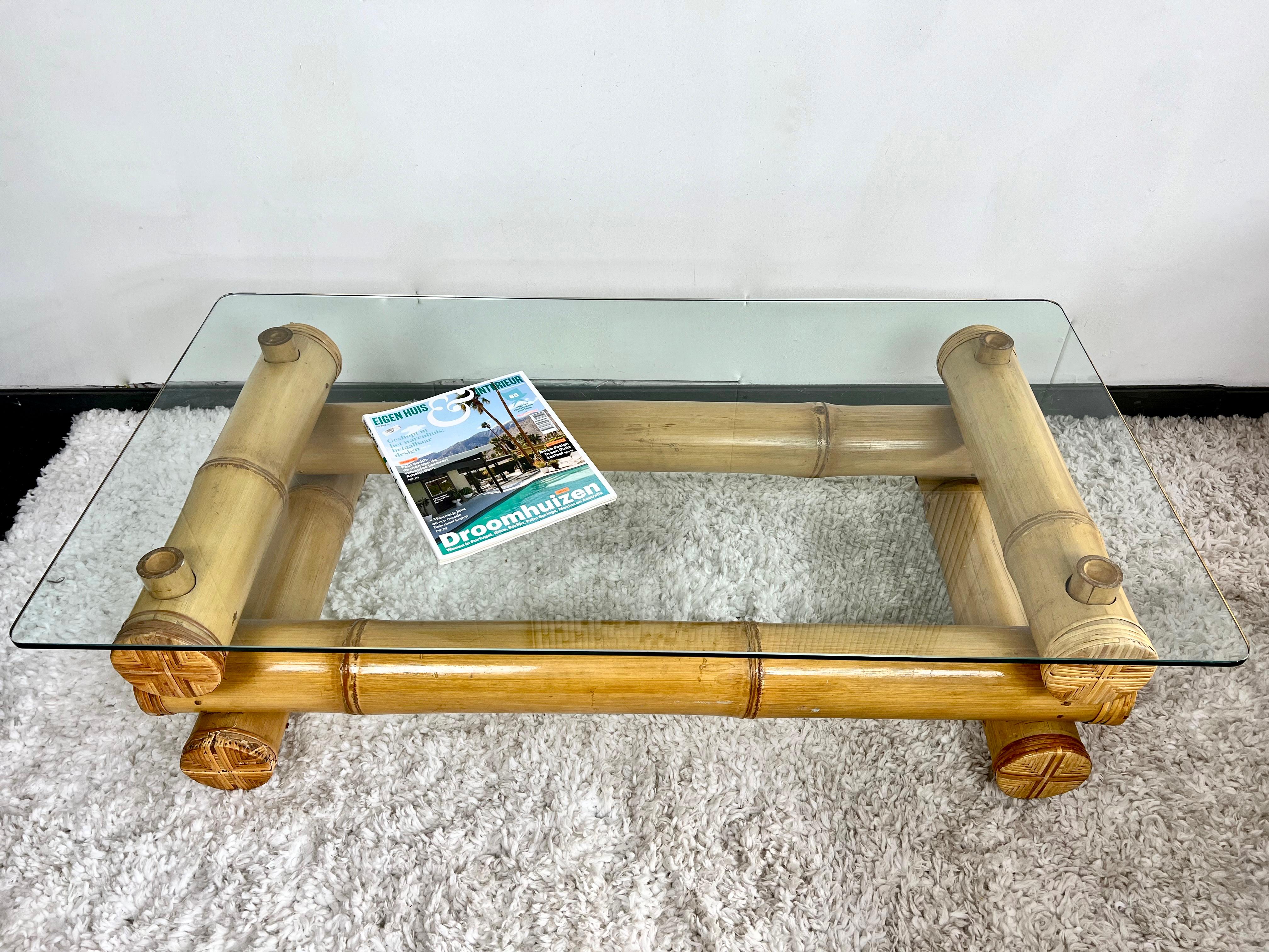 Mid-20th Century Highly unusual French bamboo coffee table, 1960 For Sale