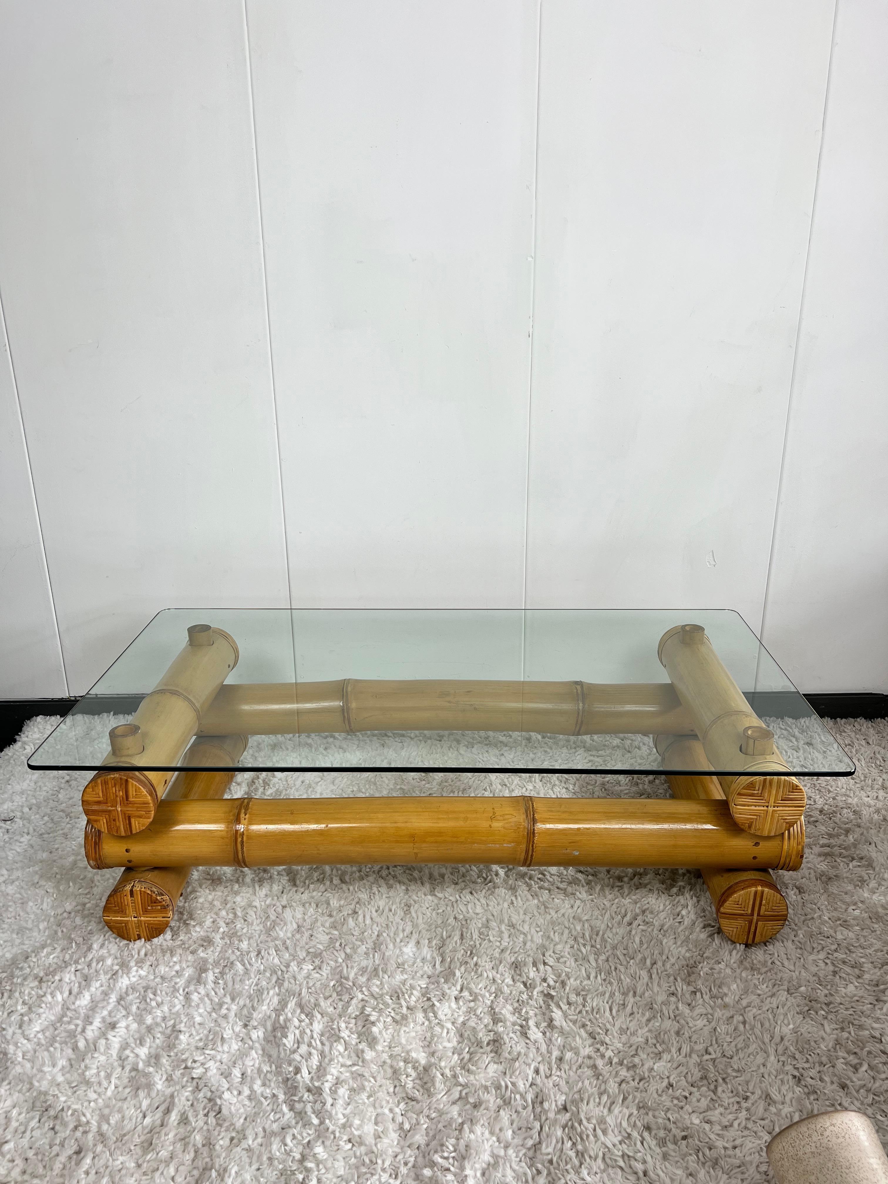 Highly unusual French bamboo coffee table, 1960 For Sale 3