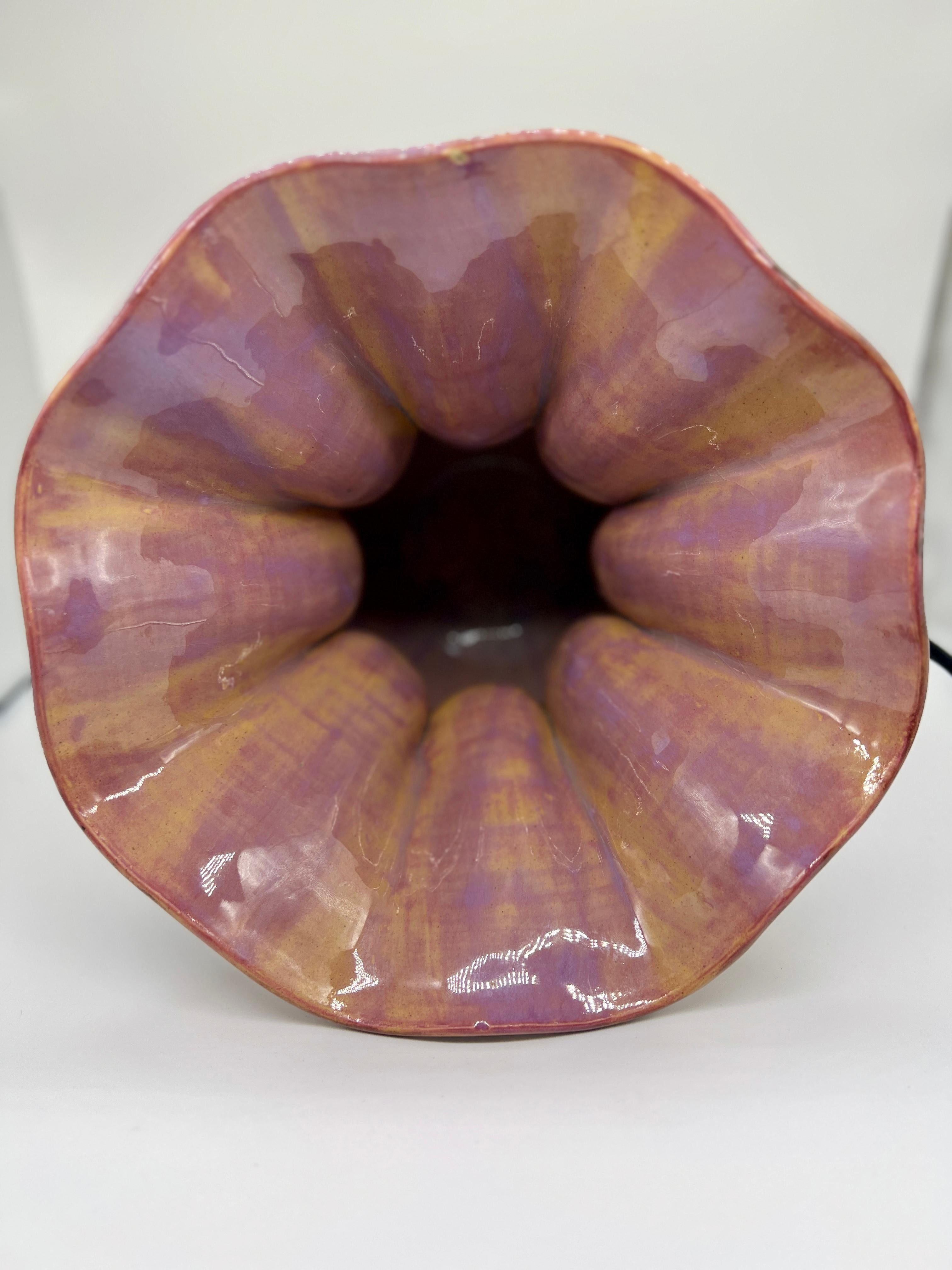 Vase ou jardinière en majolique française à torsion de corde très inhabituelle en vente 2