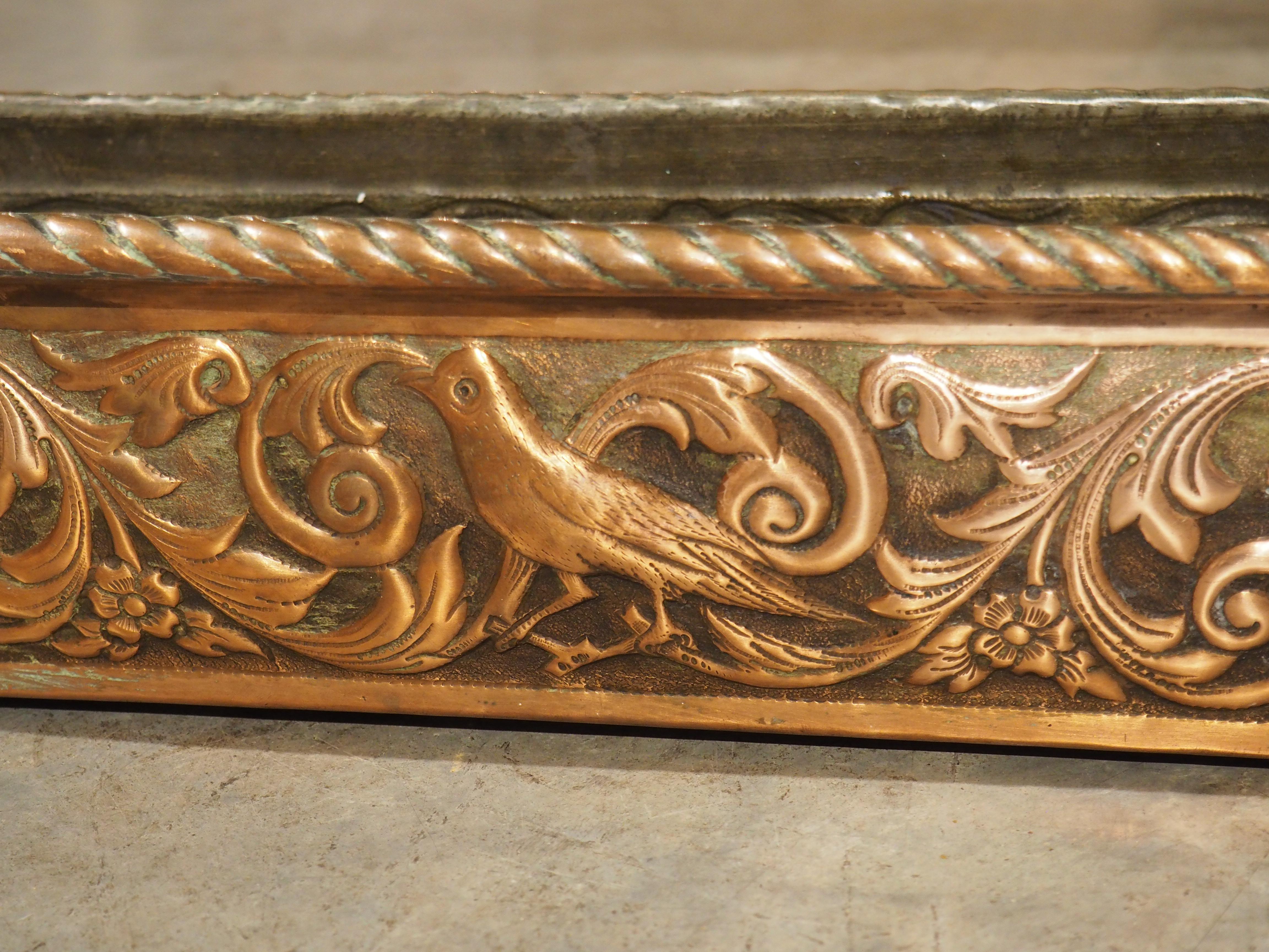 Highly Worked 19th C. French Copper Fish Poacher with Bird and Foliate Decor 7