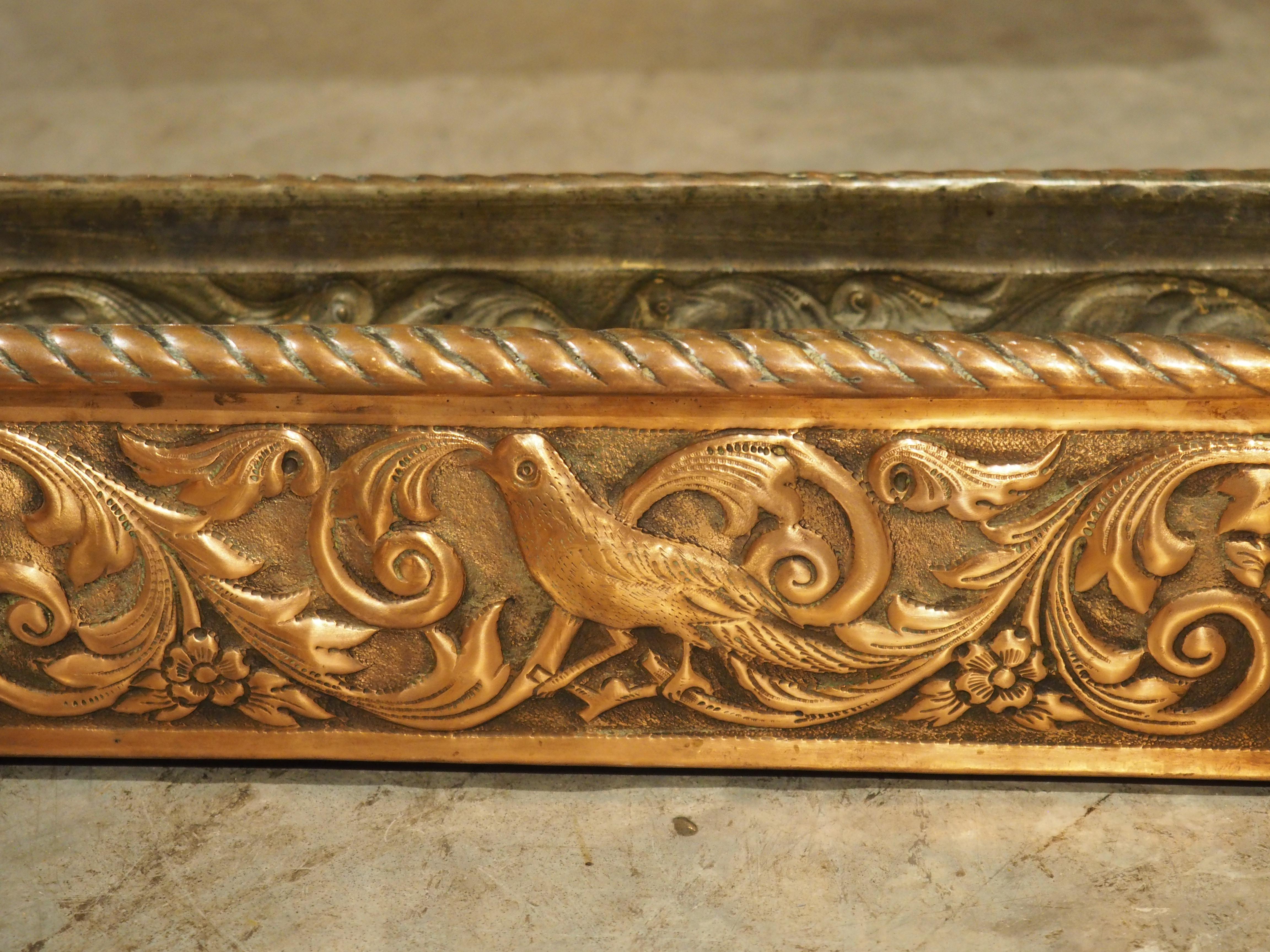 Highly Worked 19th C. French Copper Fish Poacher with Bird and Foliate Decor 1