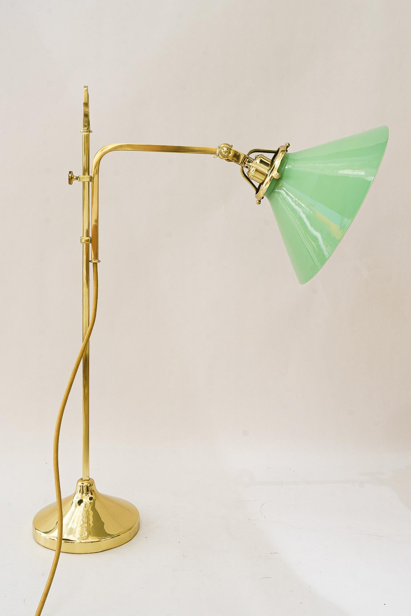 Hight adjustable art Deco Table lamp with glass shade vienna around 1920s For Sale 2