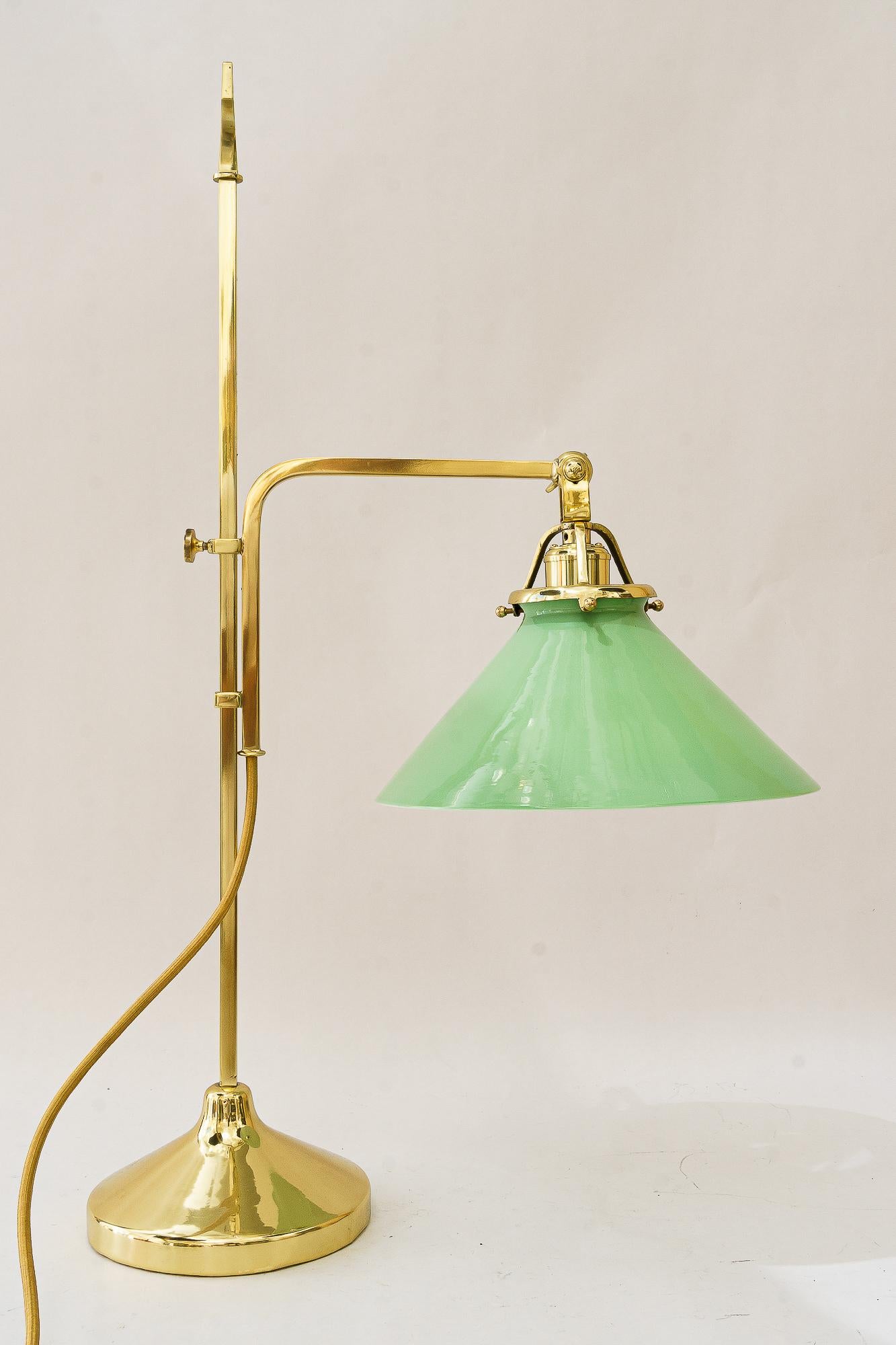 Hight adjustable art Deco Table lamp with glass shade vienna around 1920s For Sale 3