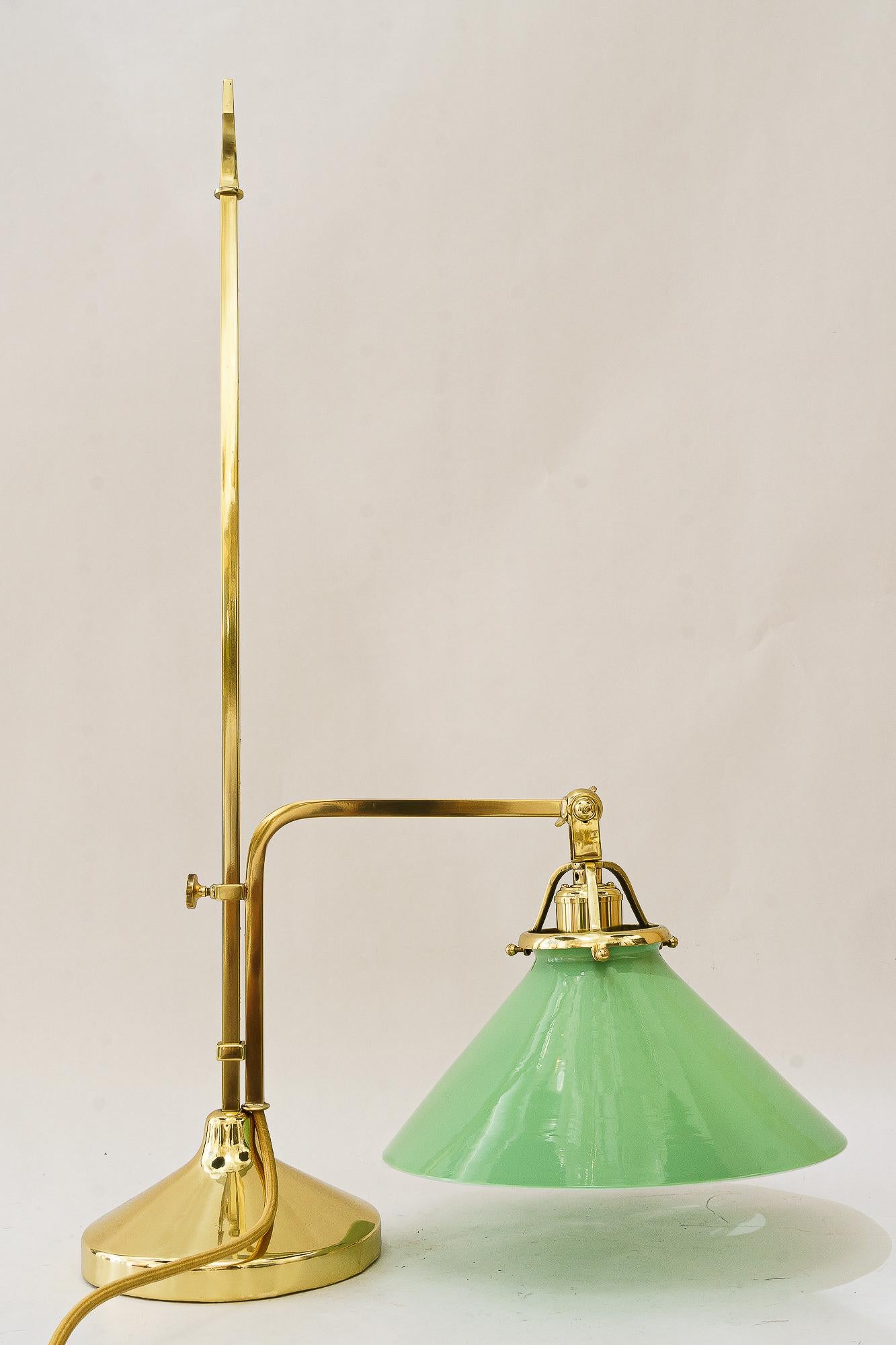 Hight adjustable art Deco Table lamp with glass shade vienna around 1920s For Sale 4