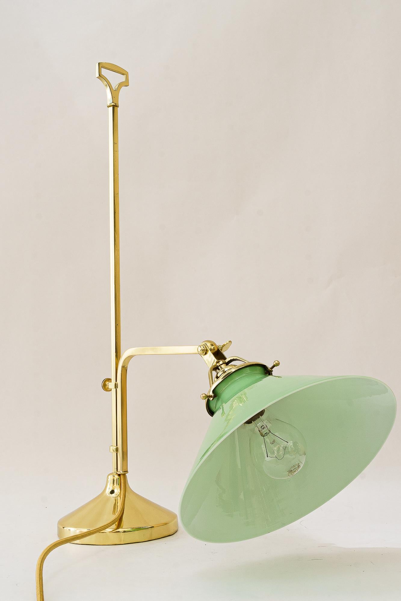 Hight adjustable art Deco Table lamp with glass shade vienna around 1920s For Sale 5
