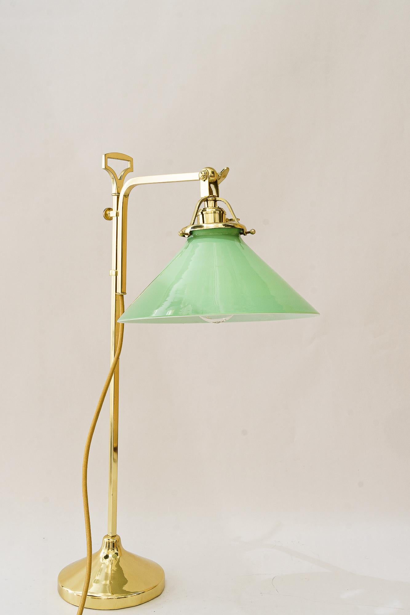 Hight adjustable art Deco Table lamp with glass shade vienna around 1920s For Sale 6