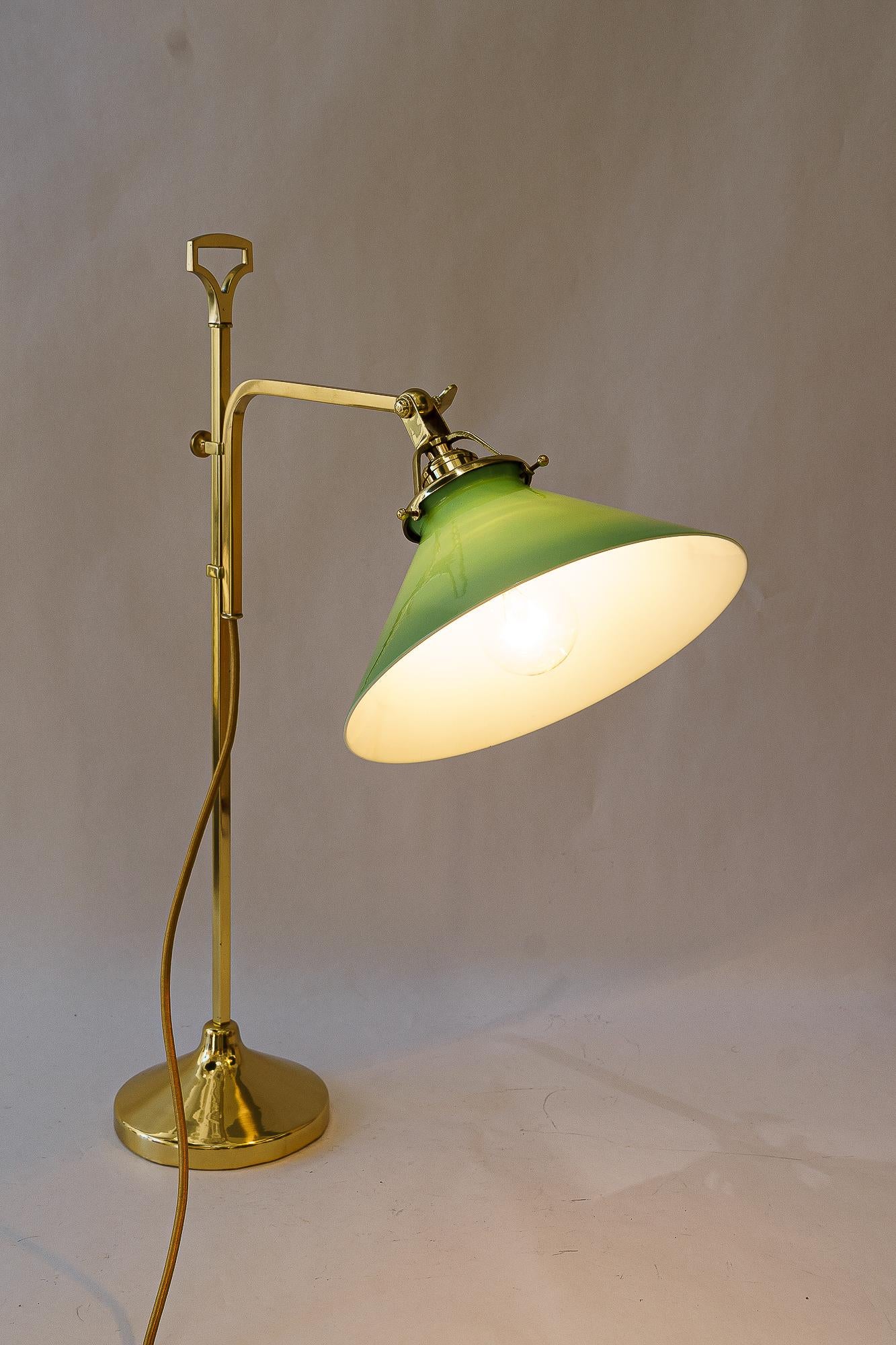 Hight adjustable art Deco Table lamp with glass shade vienna around 1920s For Sale 8