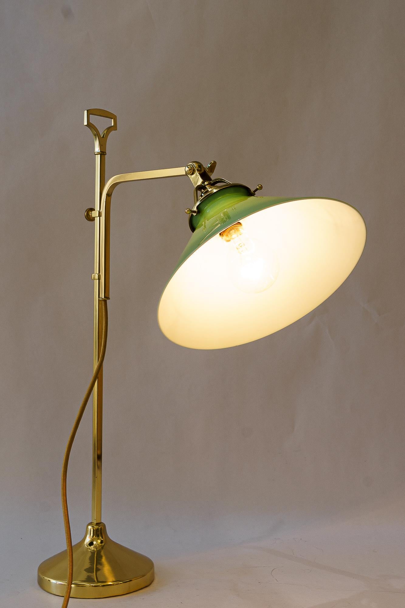 Hight adjustable art Deco Table lamp with glass shade vienna around 1920s For Sale 9