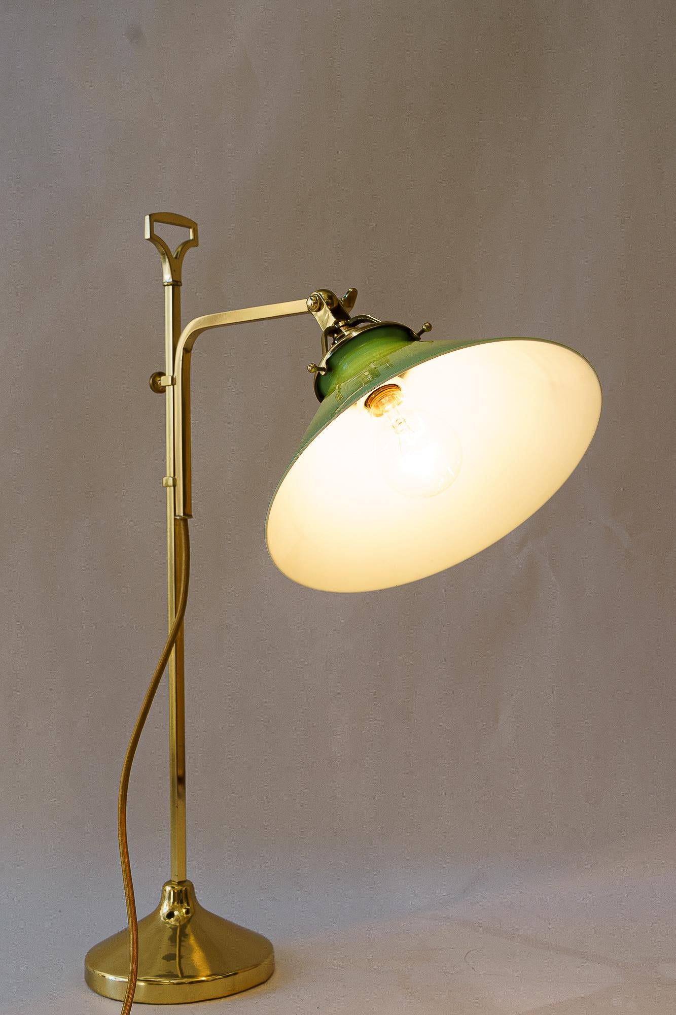 Hight adjustable art Deco Table lamp with glass shade vienna around 1920s For Sale 10
