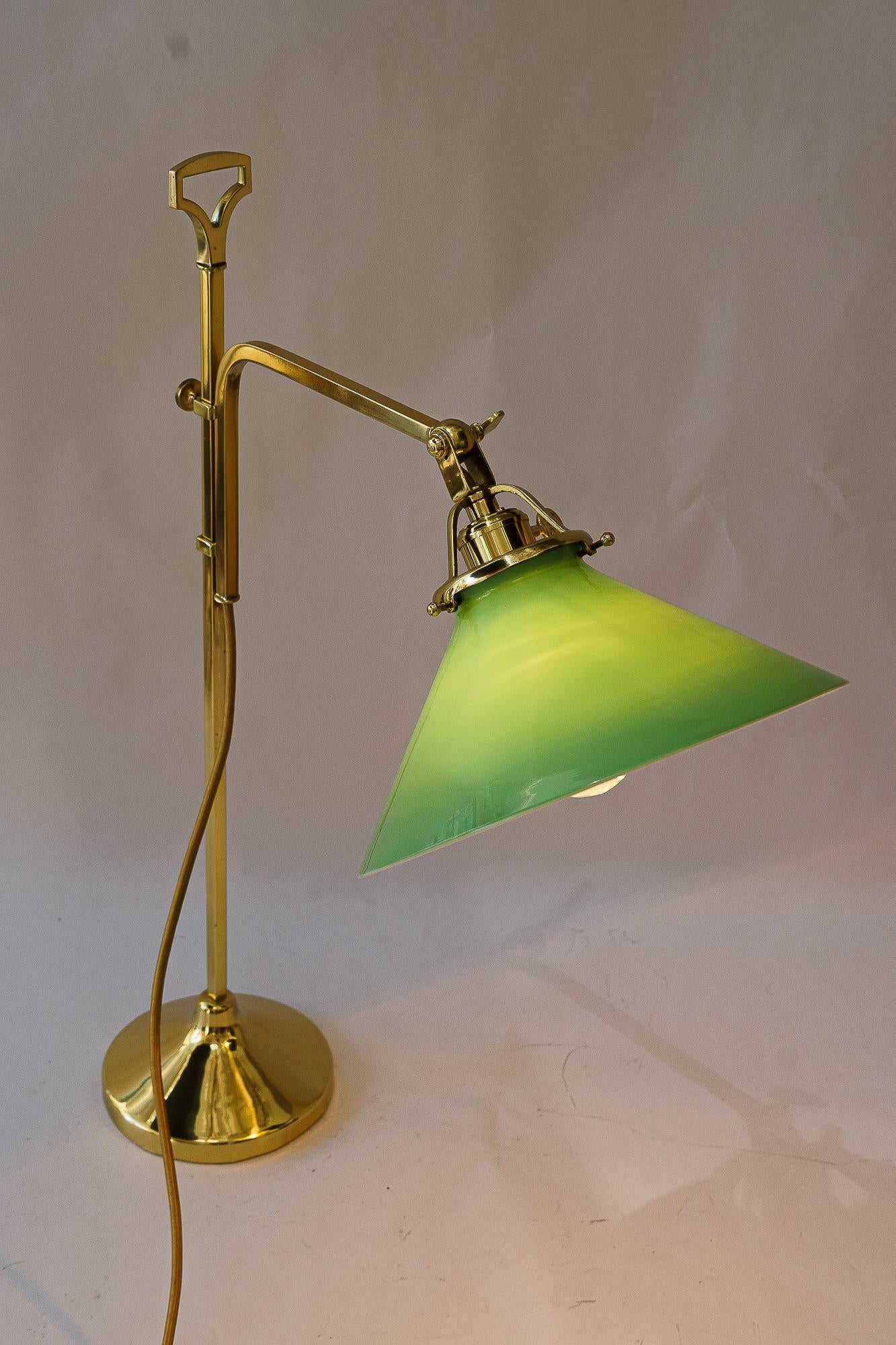 Hight adjustable art Deco Table lamp with glass shade vienna around 1920s For Sale 11