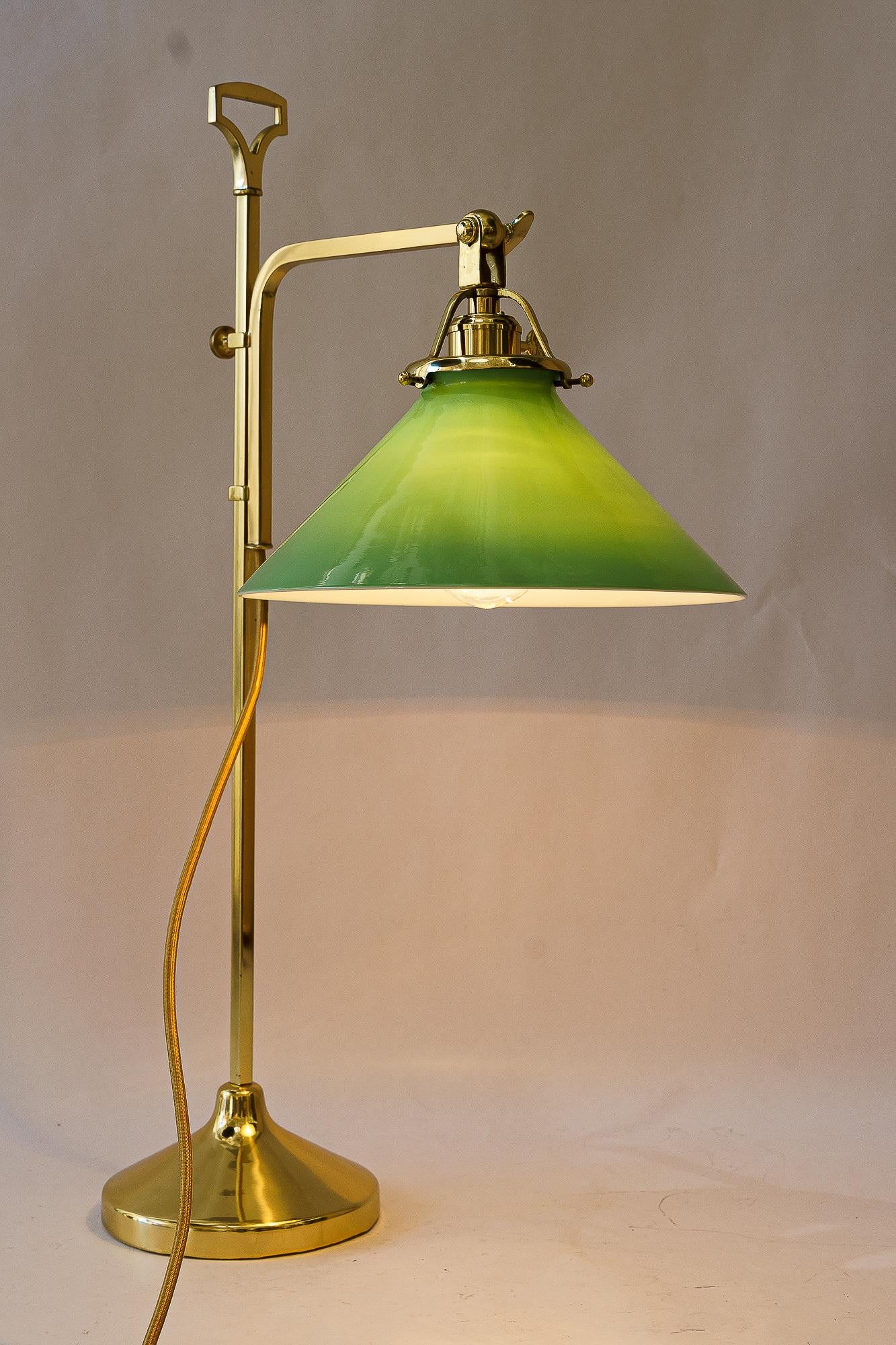 Hight adjustable art Deco Table lamp with glass shade vienna around 1920s For Sale 12