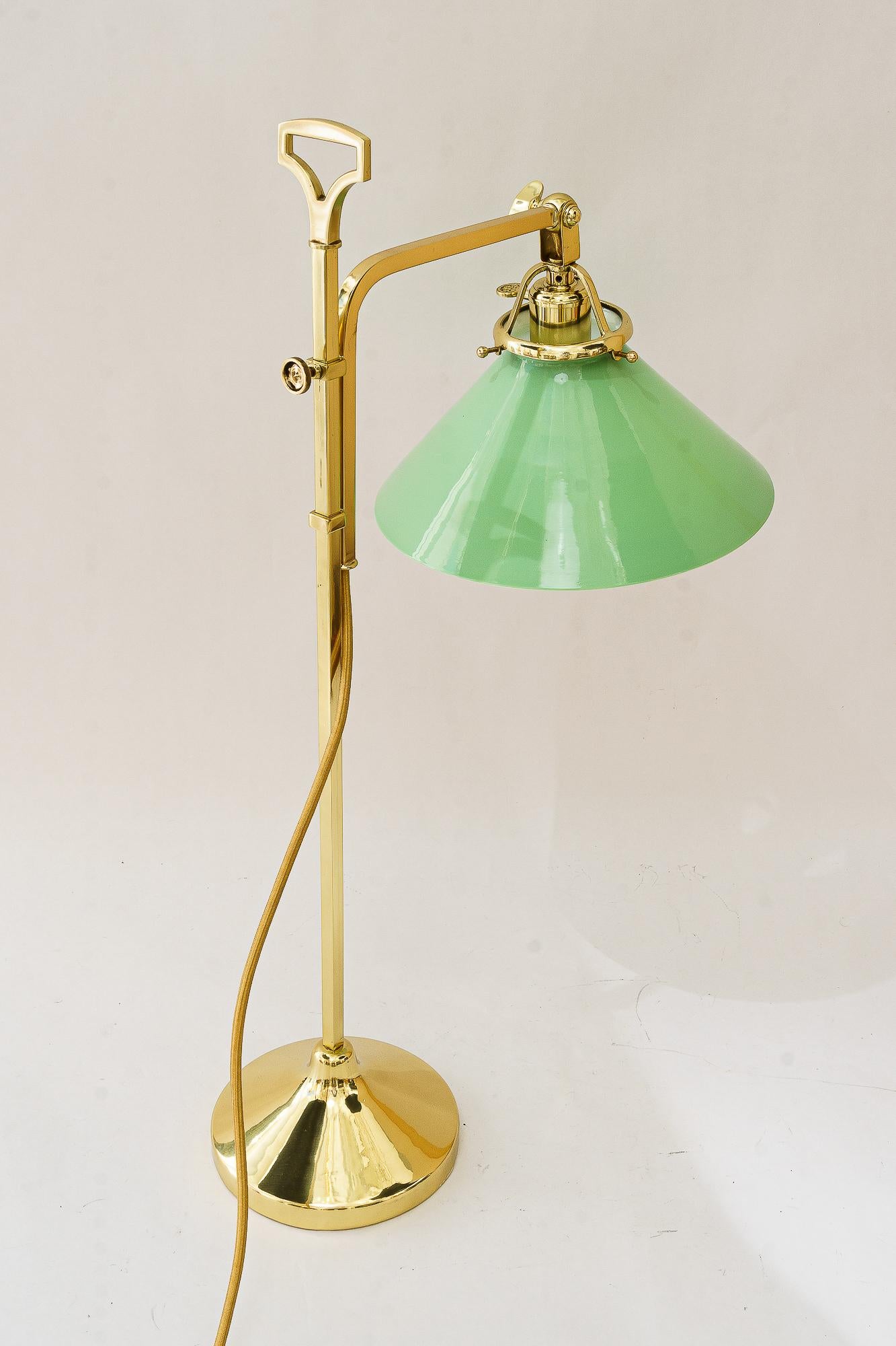 Art Deco Hight adjustable art Deco Table lamp with glass shade vienna around 1920s For Sale