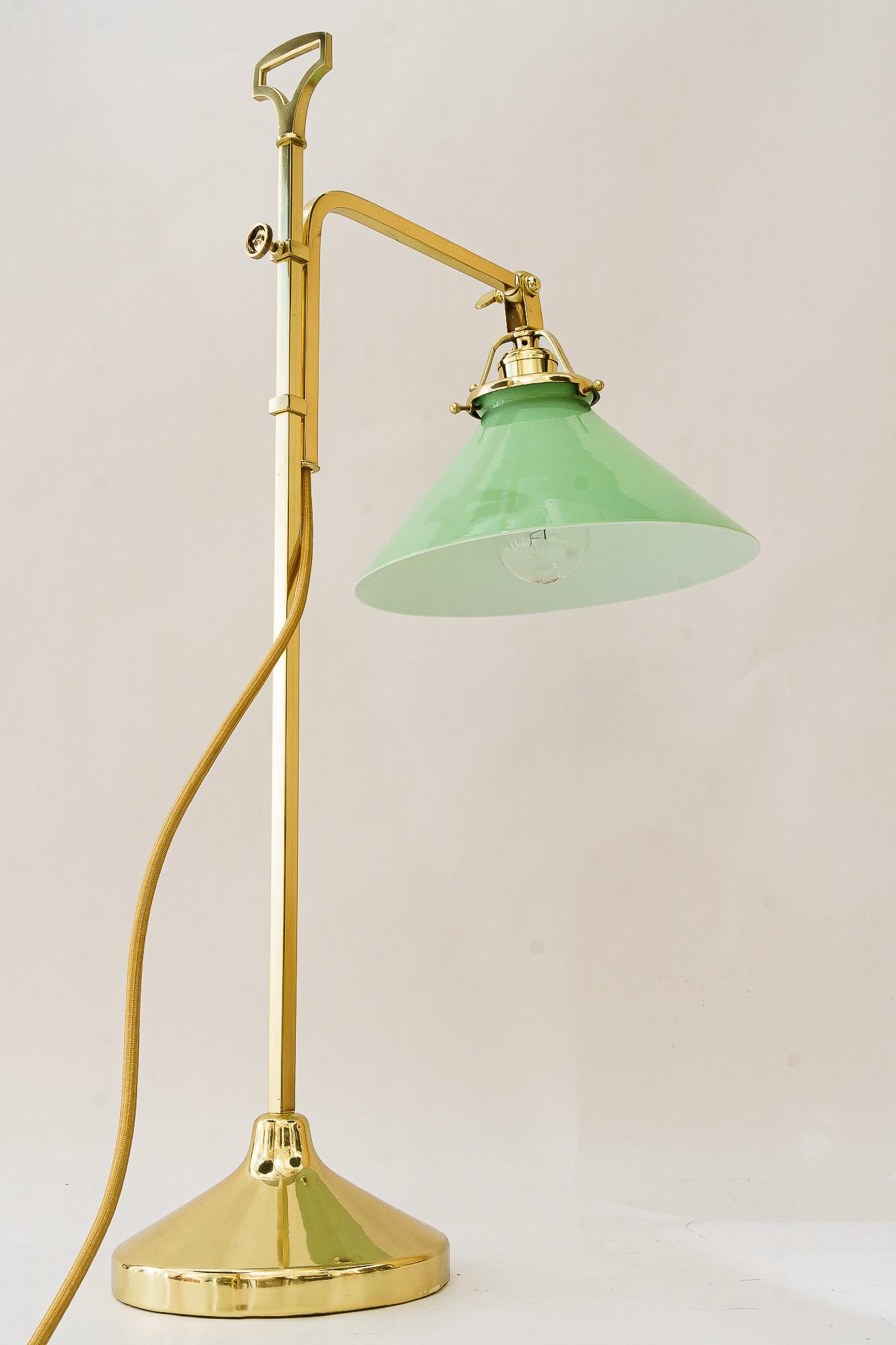 Austrian Hight adjustable art Deco Table lamp with glass shade vienna around 1920s For Sale