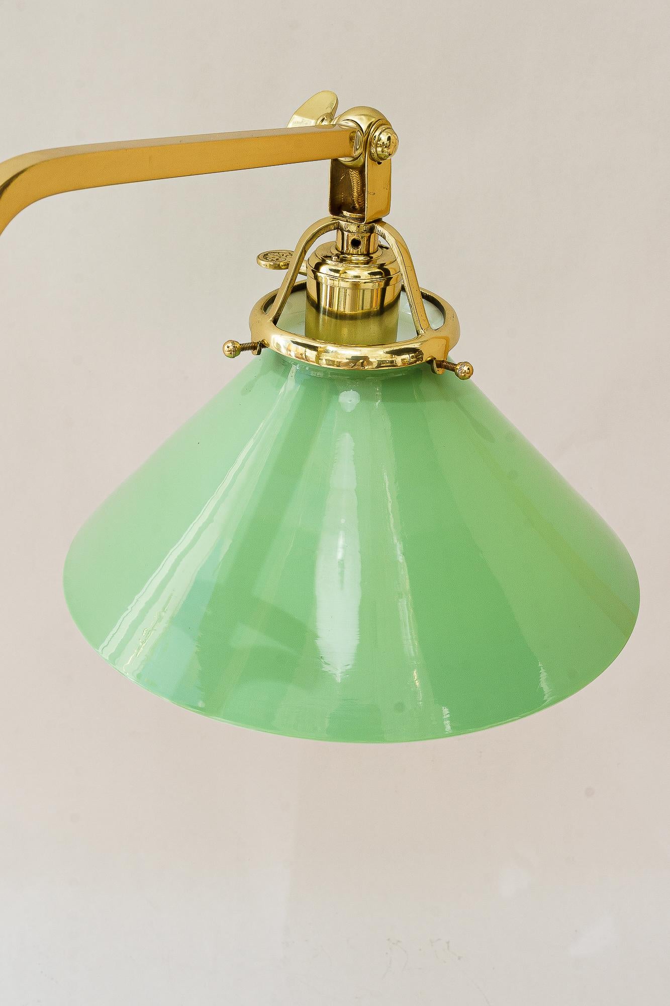 Lacquered Hight adjustable art Deco Table lamp with glass shade vienna around 1920s For Sale