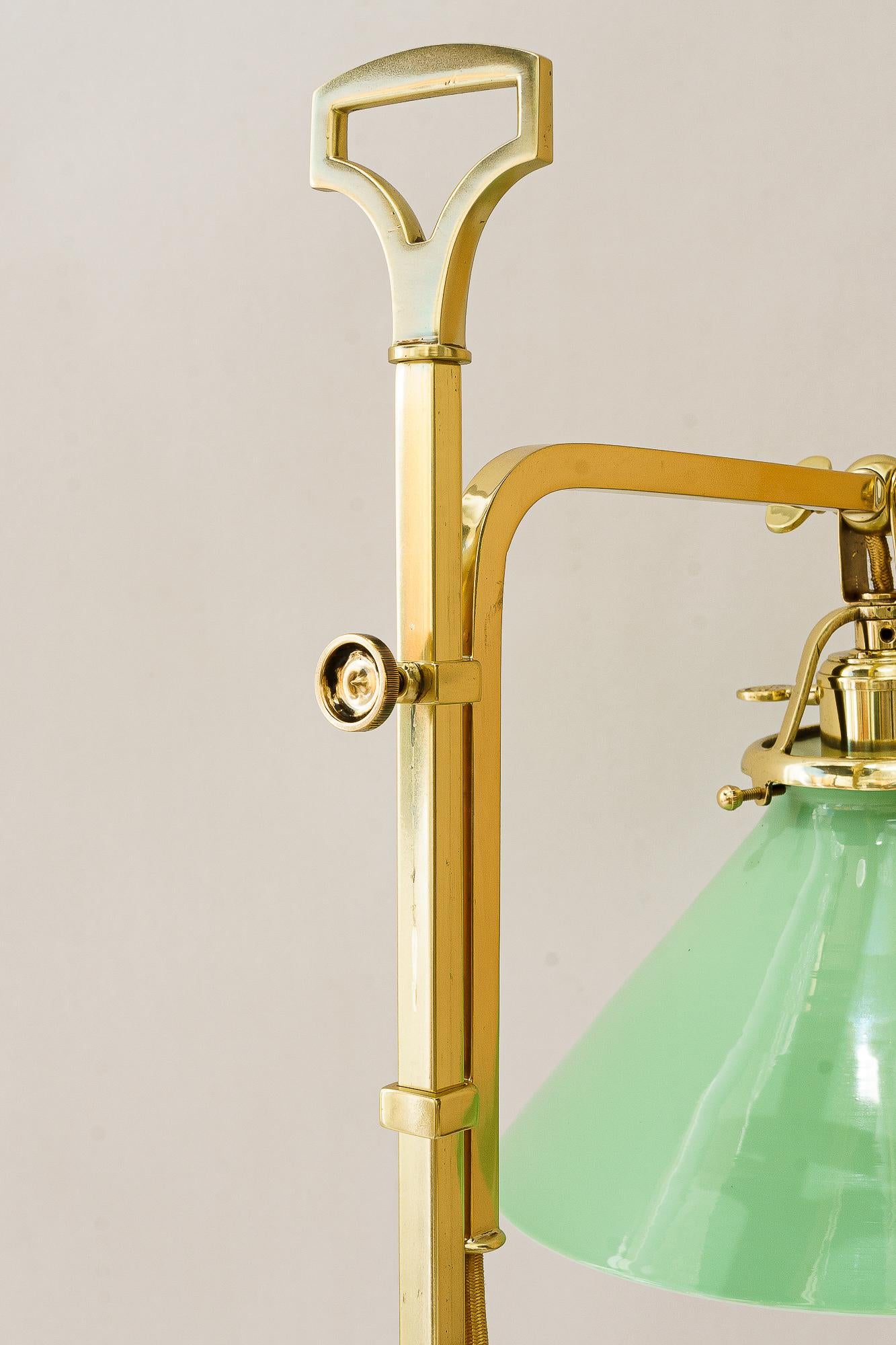 Early 20th Century Hight adjustable art Deco Table lamp with glass shade vienna around 1920s For Sale