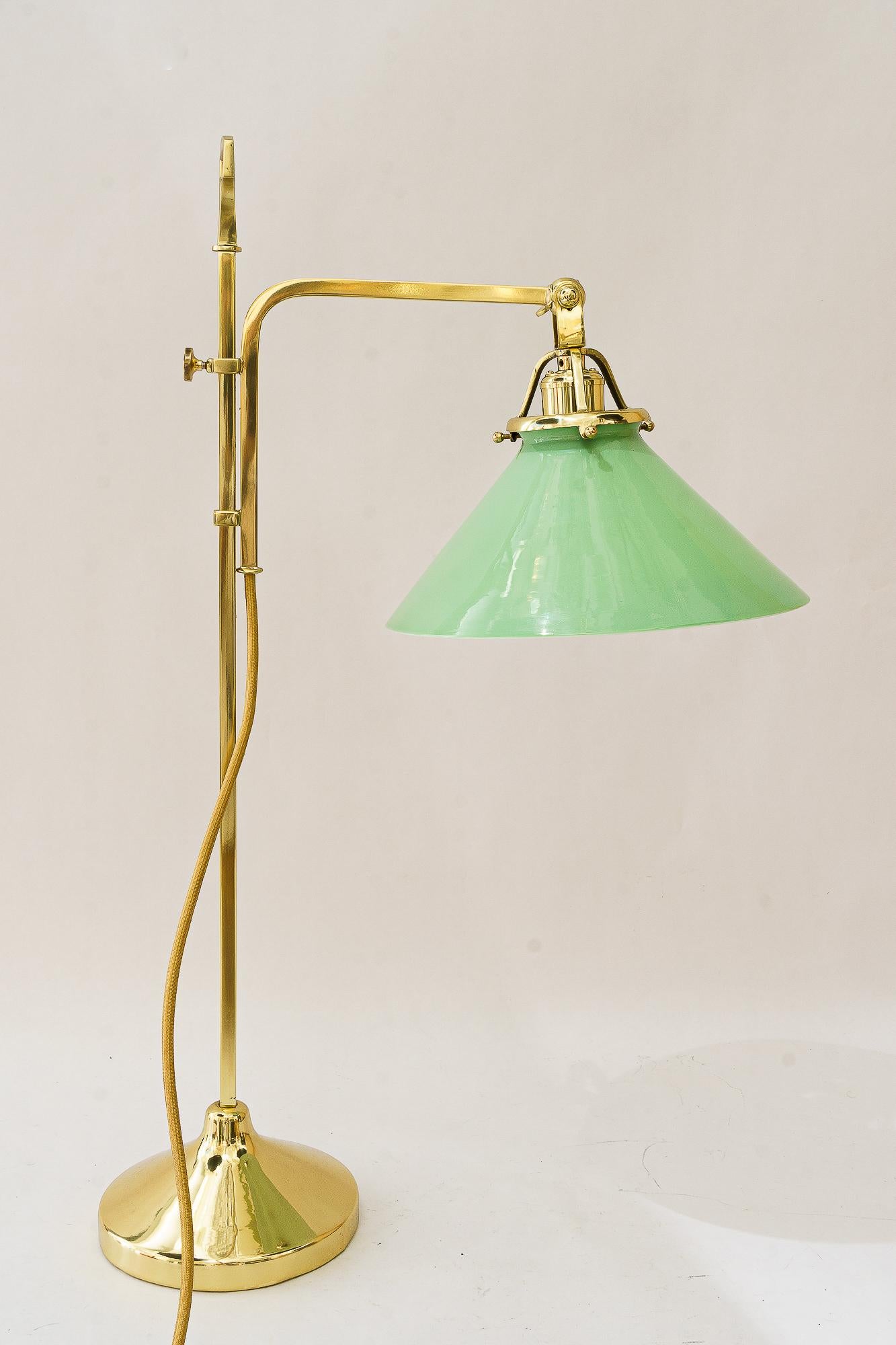 Hight adjustable art Deco Table lamp with glass shade vienna around 1920s For Sale 1