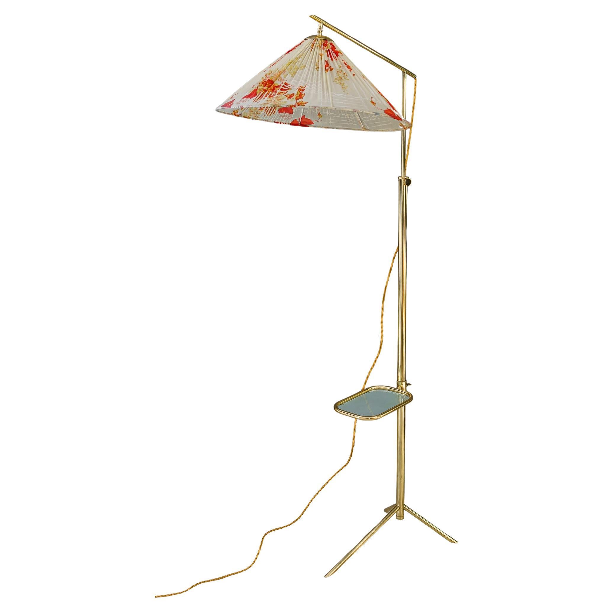 Hight adjustable Floor lamp with adjustable shelf vienna around 1950s