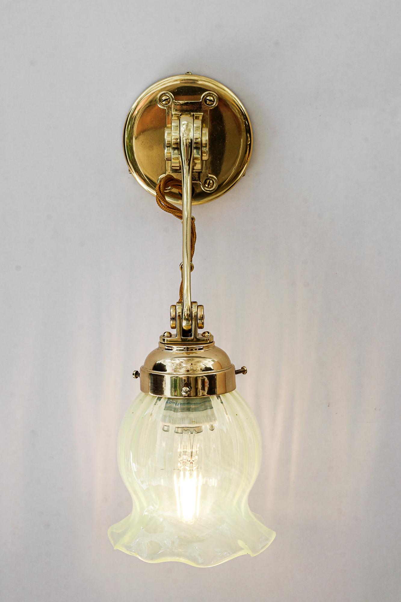 Hight Quality and solid adjustable wall lamp with opaline glass shade 1920s For Sale 2