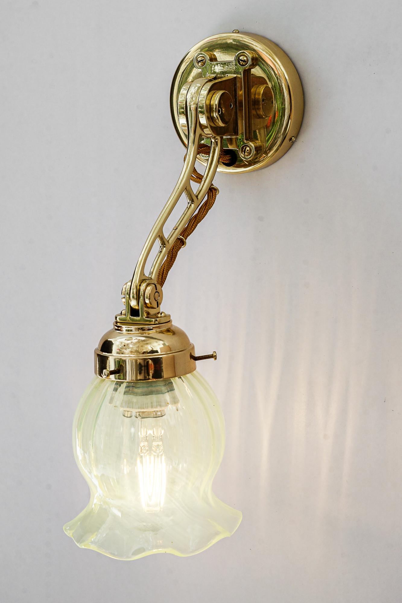 Hight Quality and solid adjustable wall lamp with opaline glass shade 1920s For Sale 3