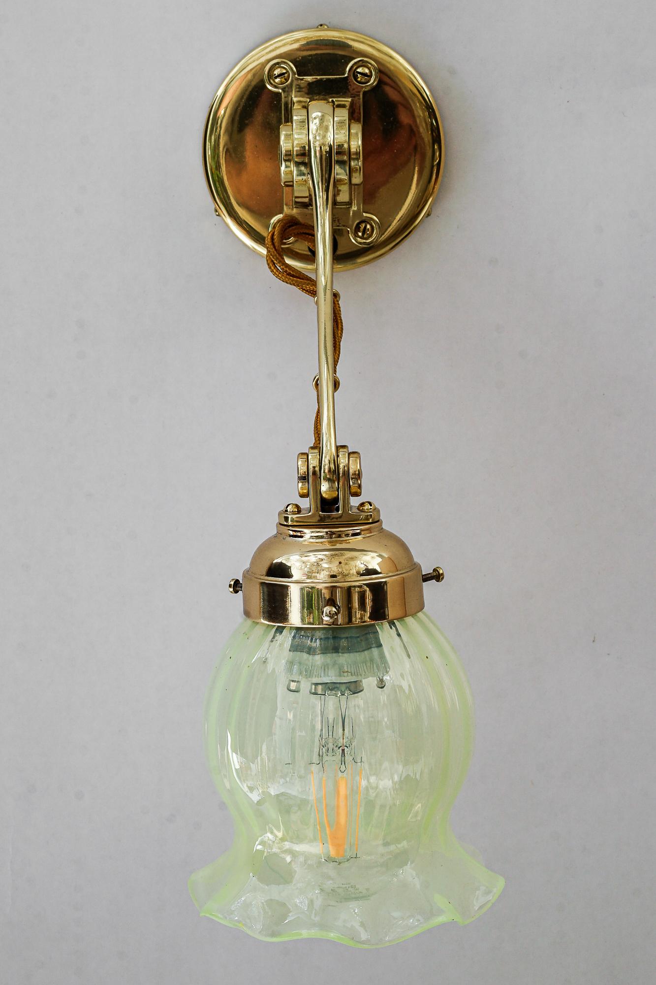 Hight Quality and solid adjustable wall lamp with opaline glass shade 1920s For Sale 1