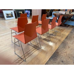 Hightower Stackable Orange Four Cast Chairs, Set of Eight