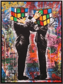 Hijack, 'Puzzled III' Street Pop Art on Canvas, 2021