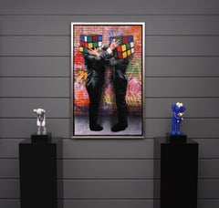 'Puzzled with Graffiti' Street Pop Art Painting on Canvas, Unique, 2021